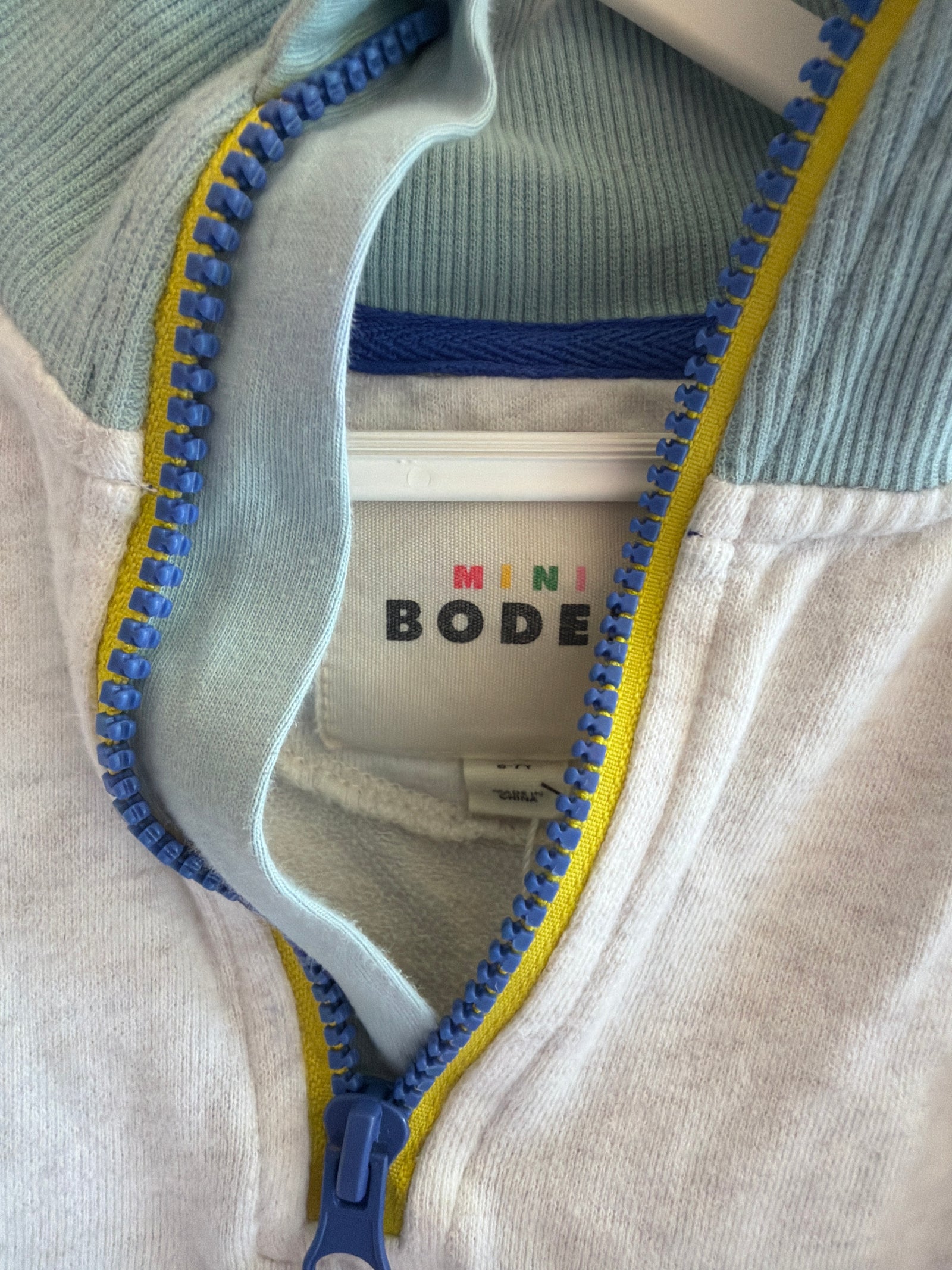 Mini Boden Color Block Sweatshirt / 6-7 (creative mending)
