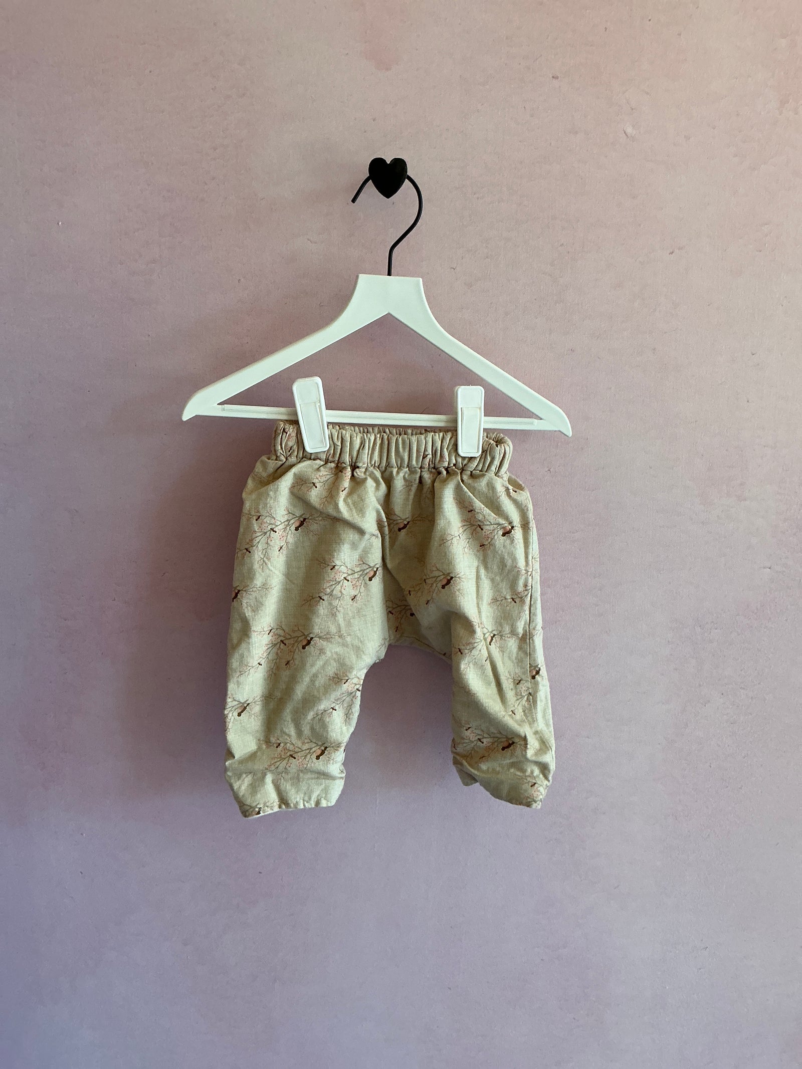 heavy weight cotton cream bird on trees Pant / 6-12 months