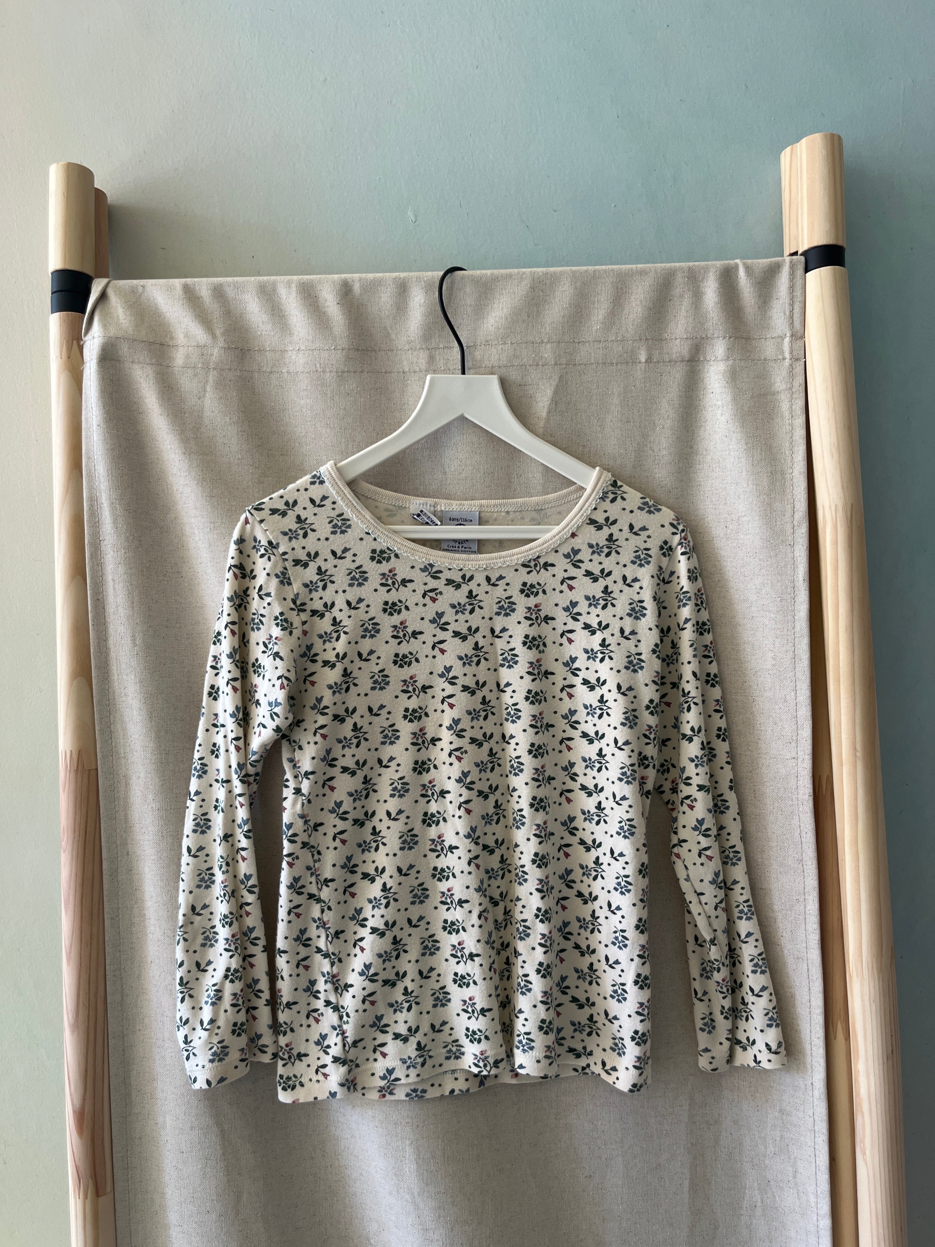 petit bateau floral Long Sleeve Shirt / 5-6