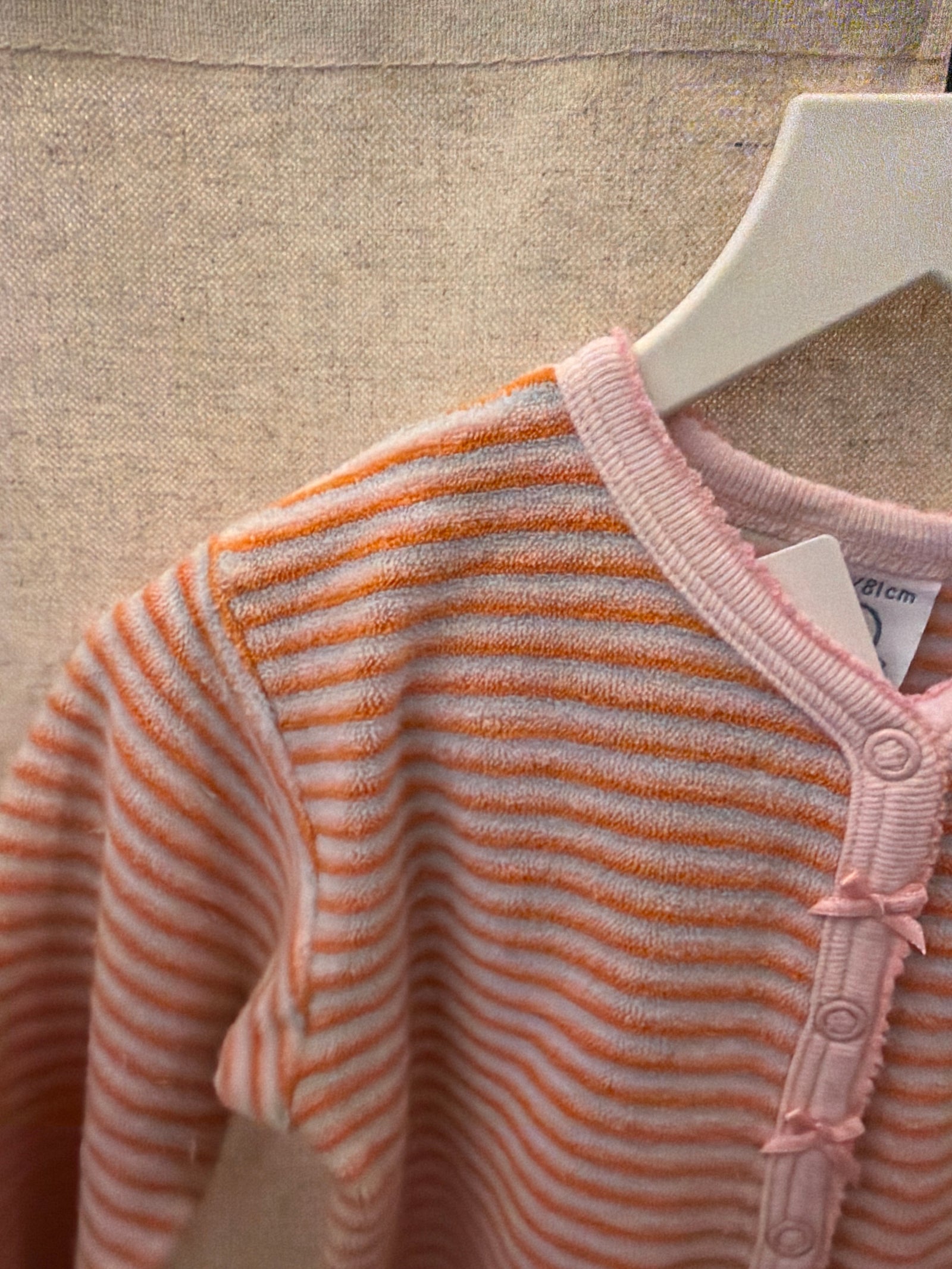 petit bateau Pink Orange Stripe Terry Pajamas / 18 months