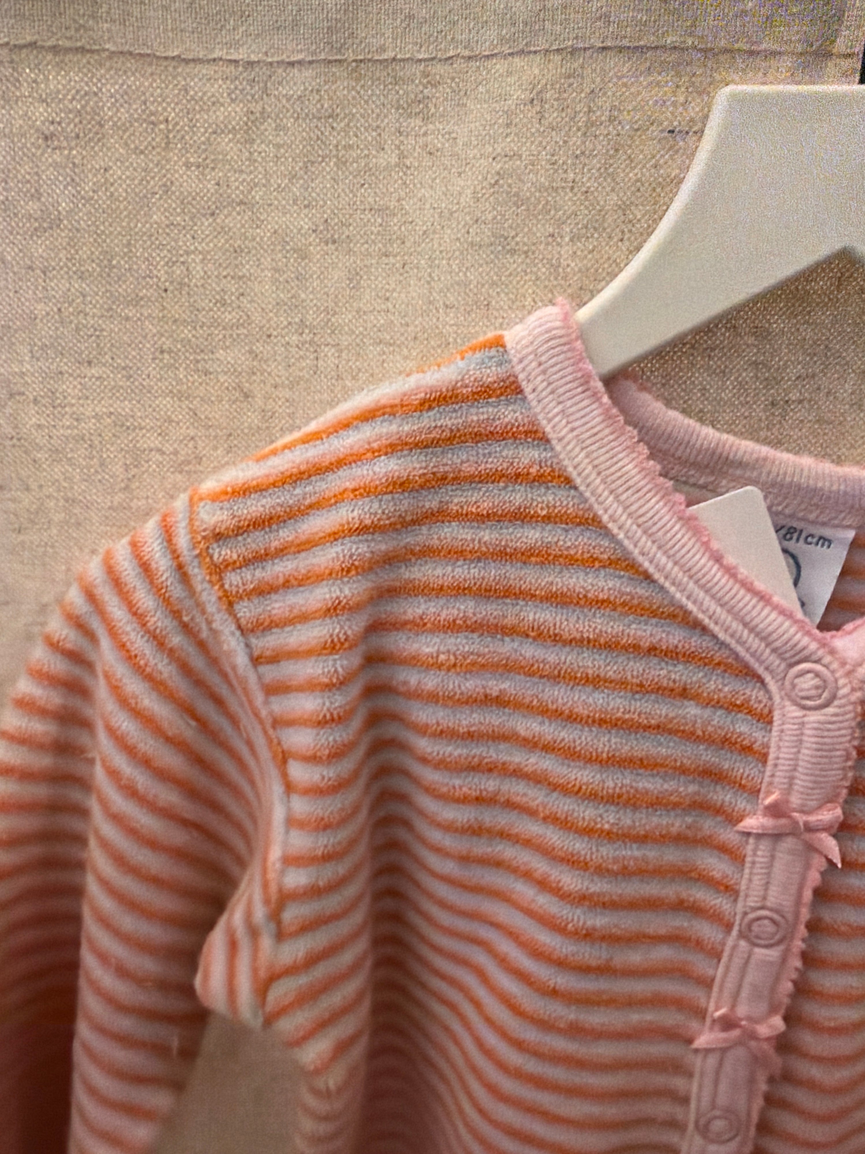 petit bateau Pink Orange Stripe Terry Pajamas / 18 months