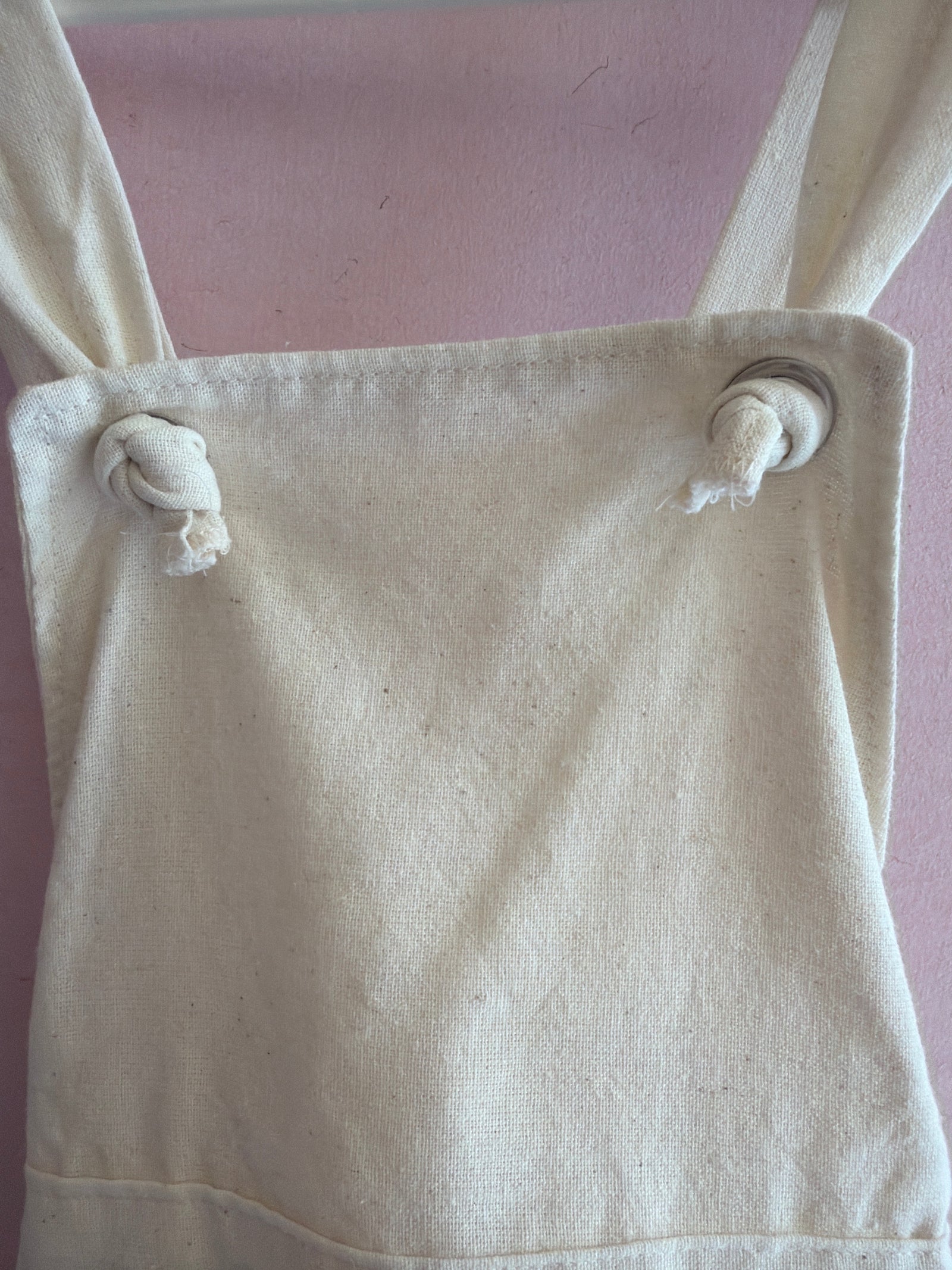 vintage homemade cotton linen dream pinafore / 4-6