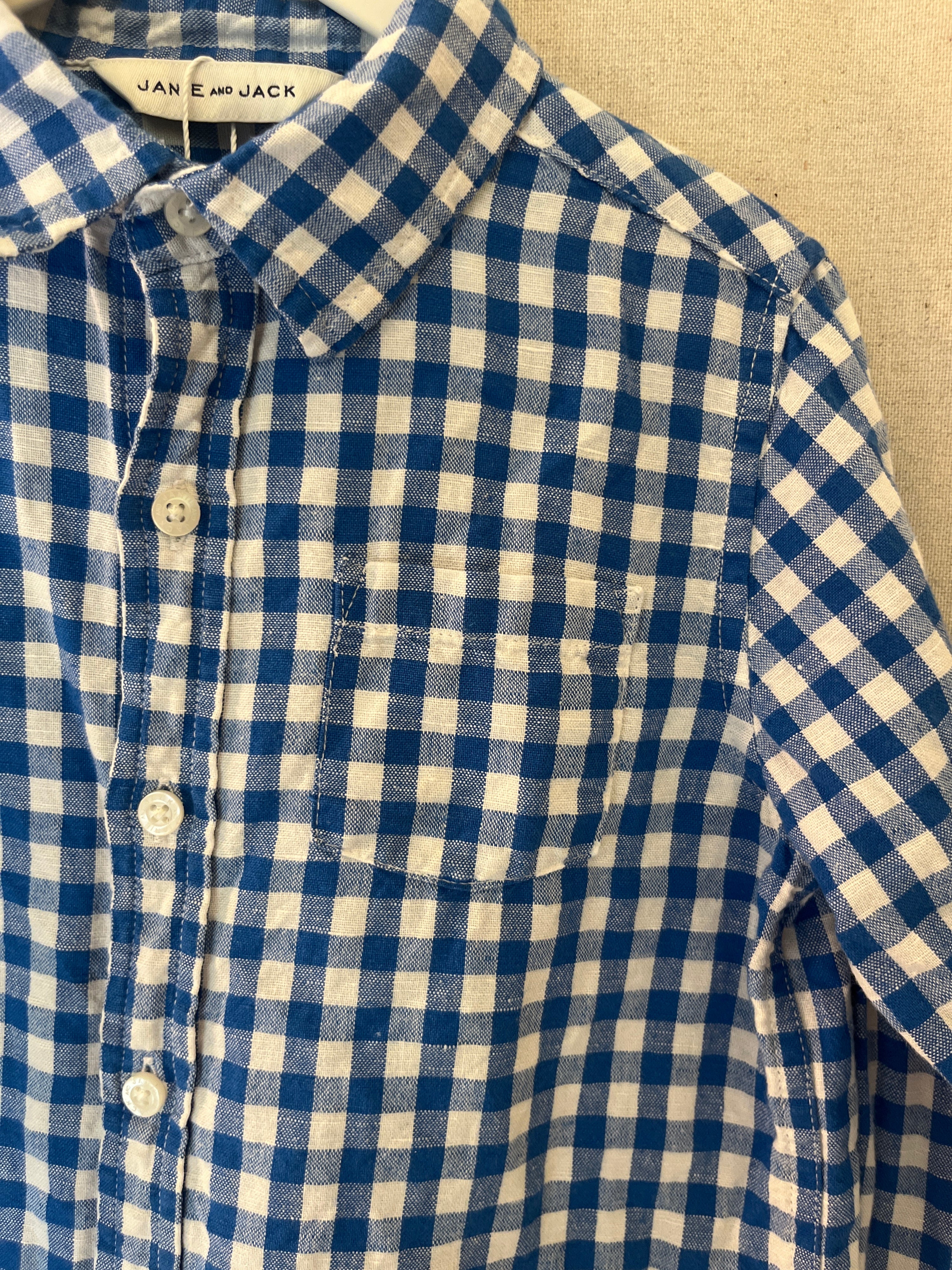 Janie and Jack Blue and White check Shirt / 4