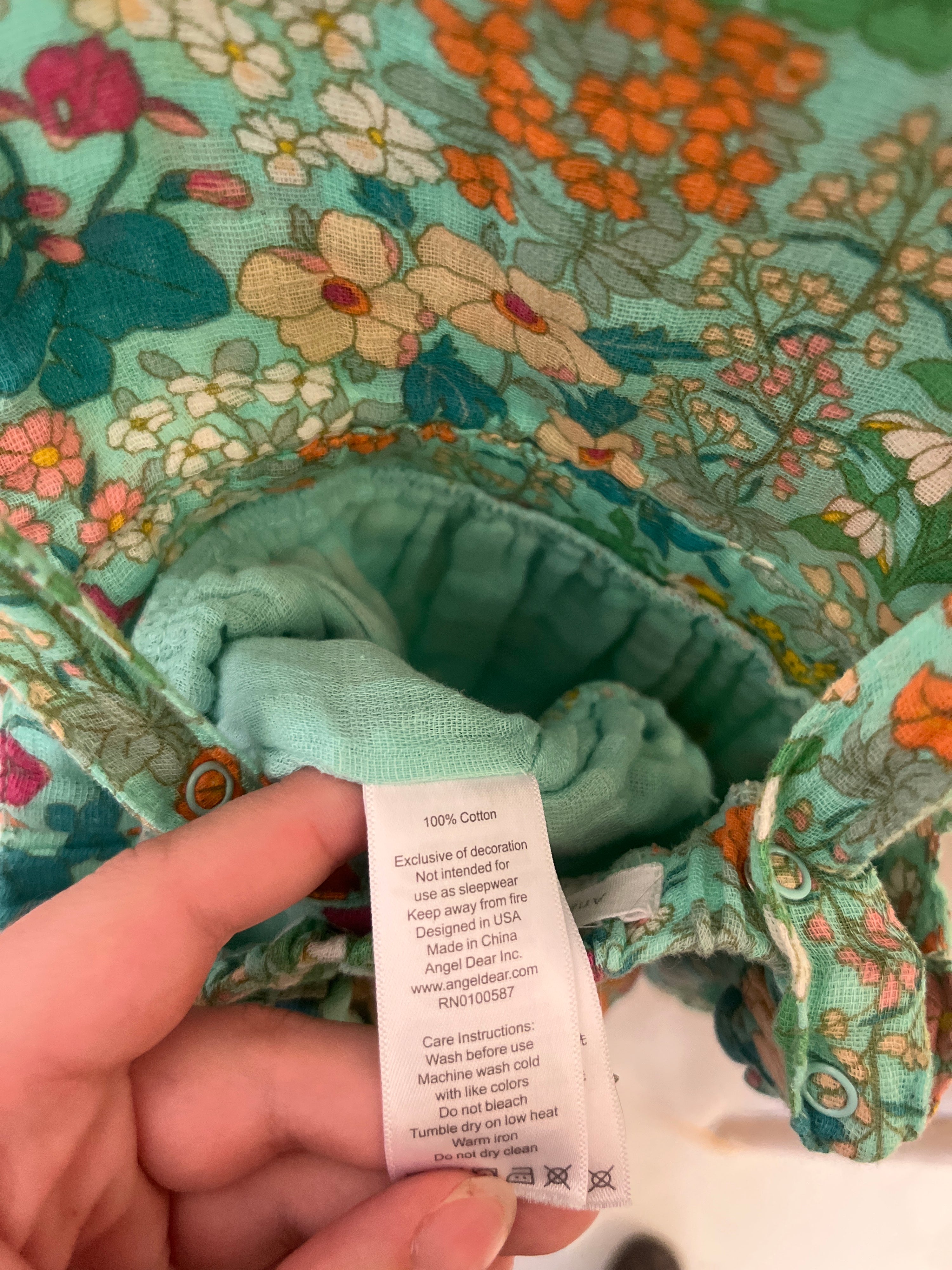 angel dear Turquoise Foral Romper / 12-18 months