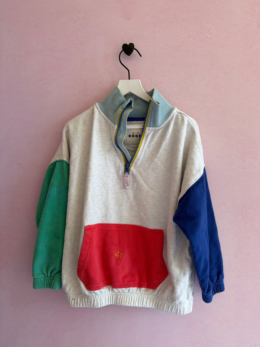 Mini Boden Color Block Sweatshirt / 6-7 (creative mending)