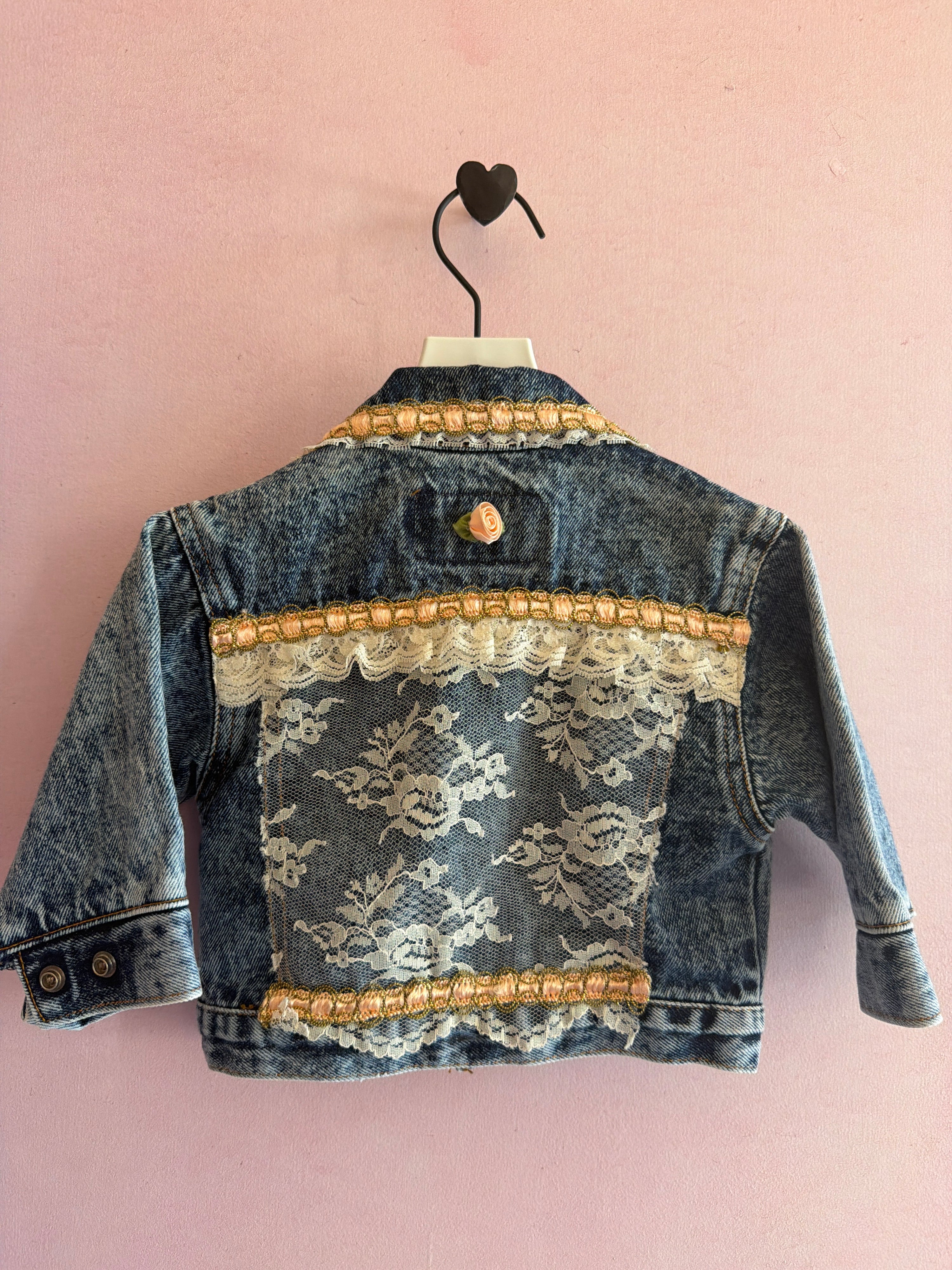 Vintage August 1988 Levi's Rosette Lace Jean Jacket / 12 months