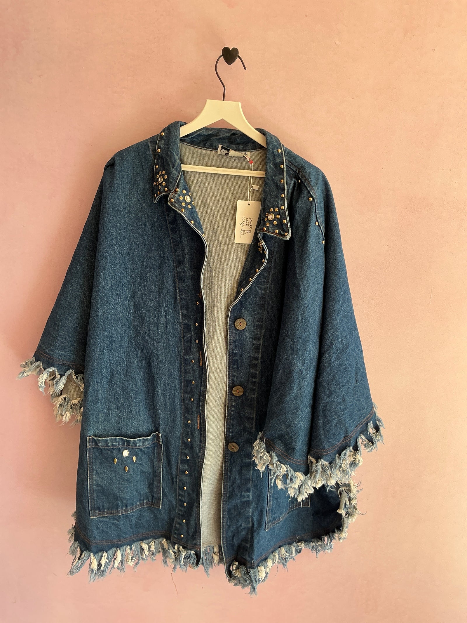 vintage rhinestone dark denim Jean Jacket / Women's Medium