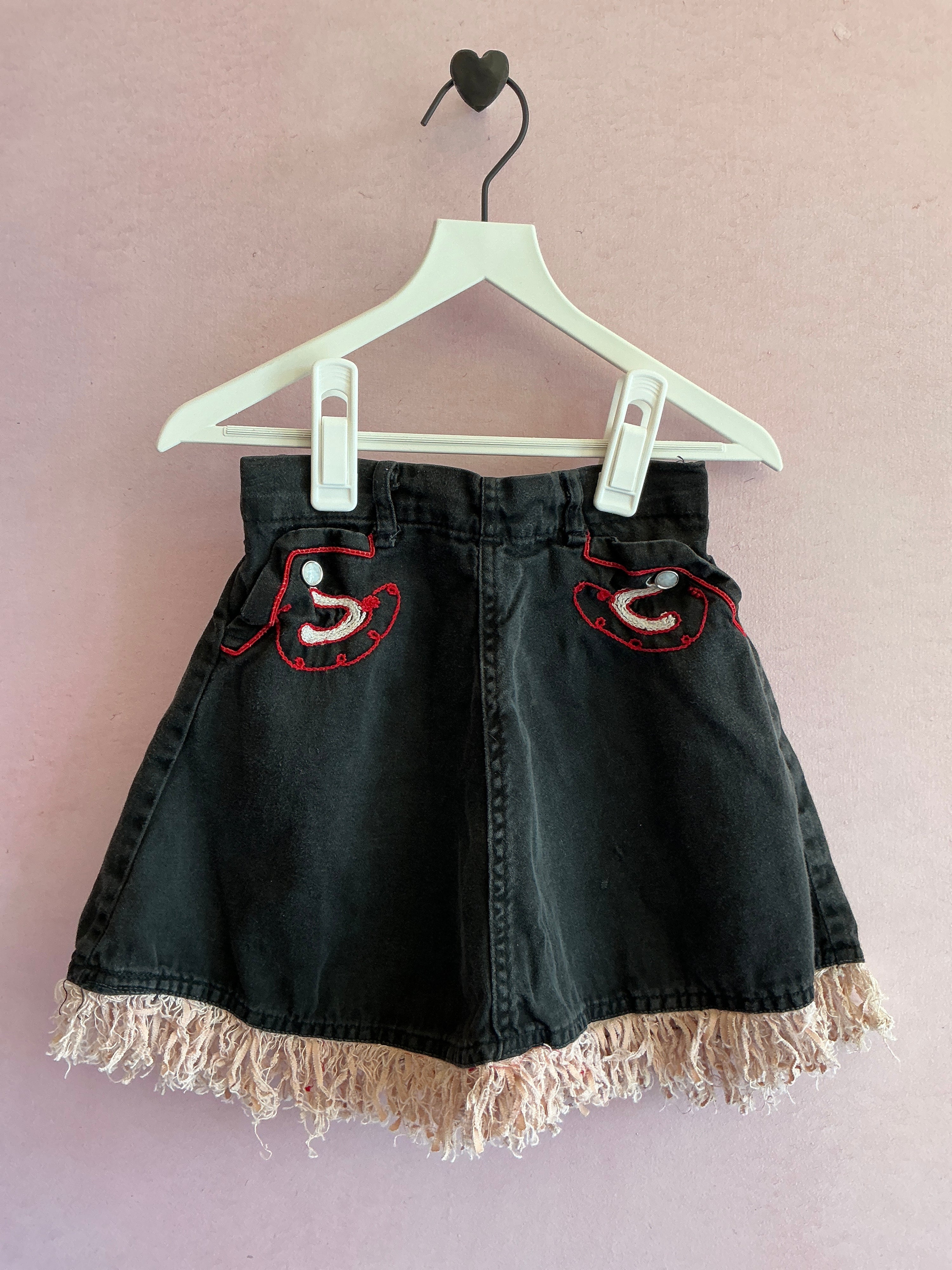 vintage Cowgirl Fringe Chain Stitch skirt / 2T