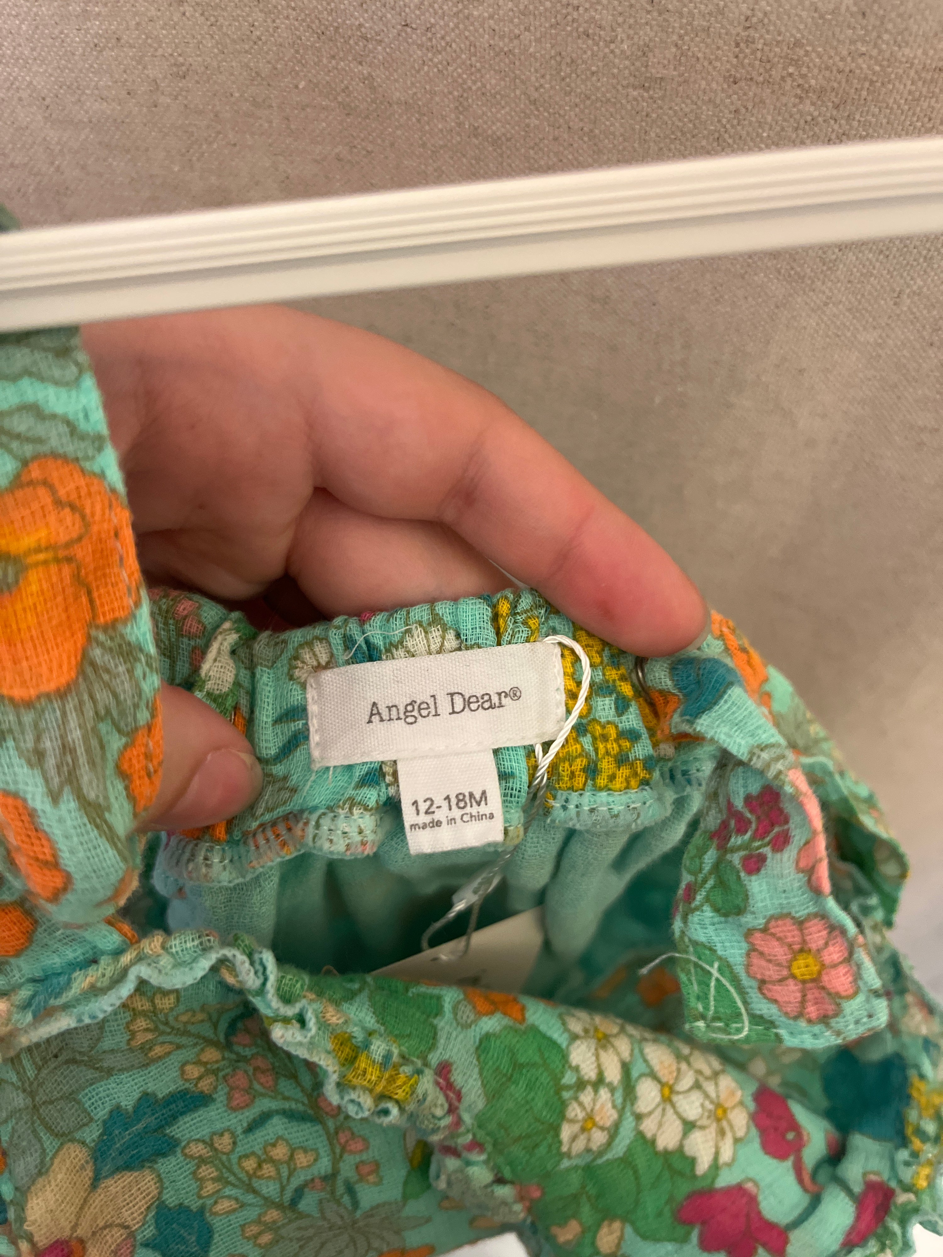 angel dear Turquoise Foral Romper / 12-18 months