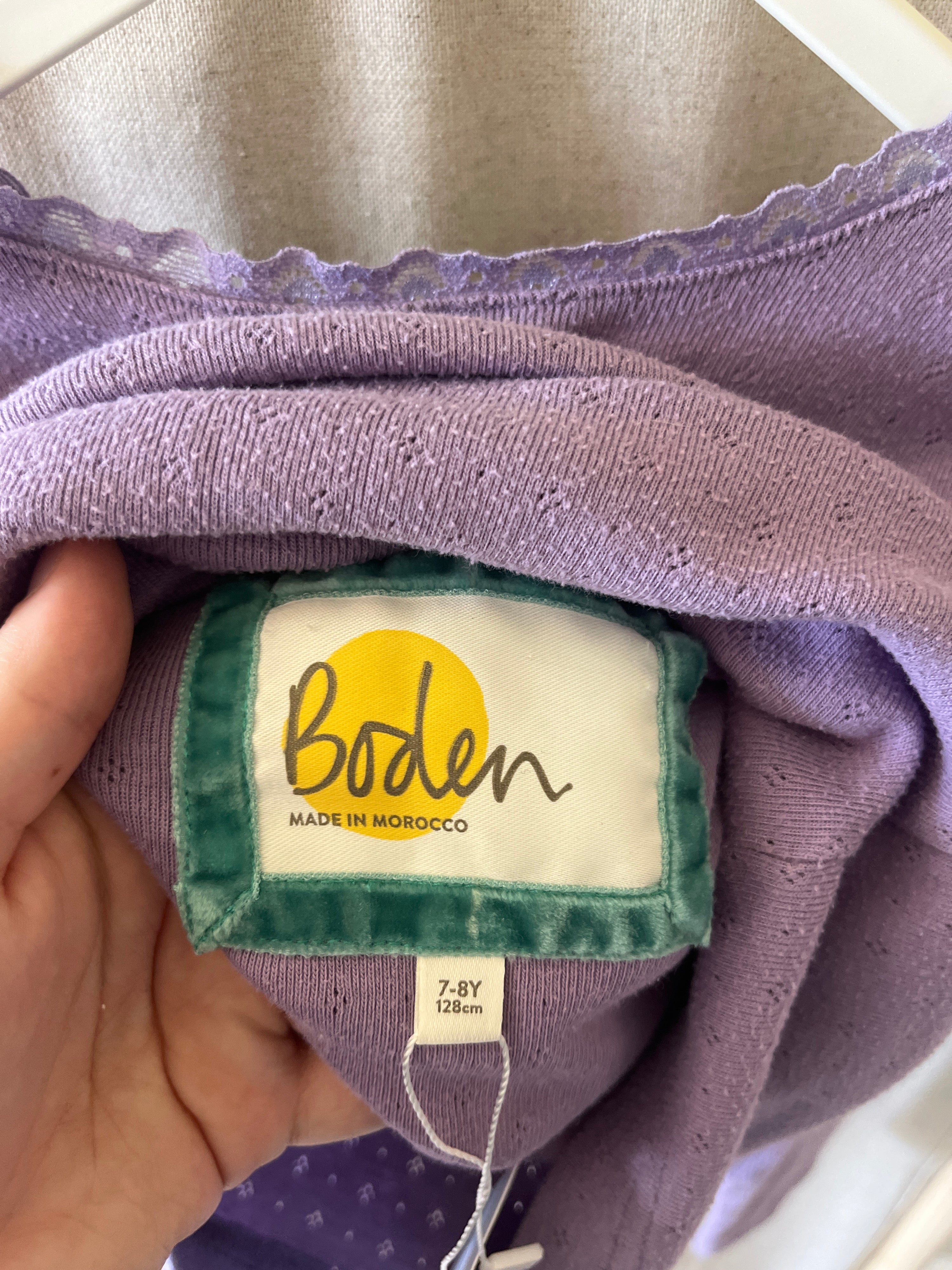 Boden Lavender Pointelle Long Sleeve Shirt / 9-10