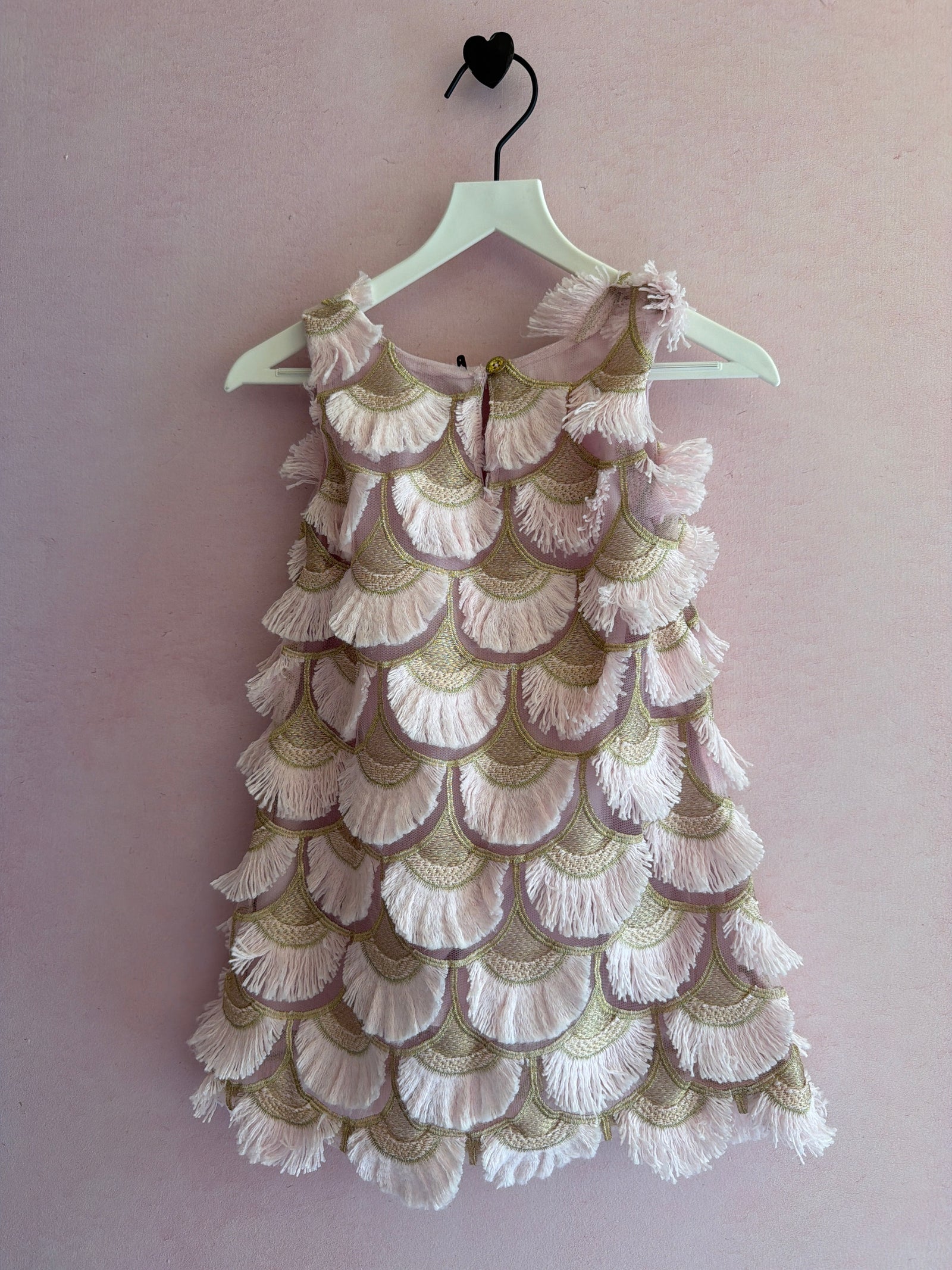 OshKosh Pink and Brown Fringe Scale-Pattern Flapper Dress / 18 Months