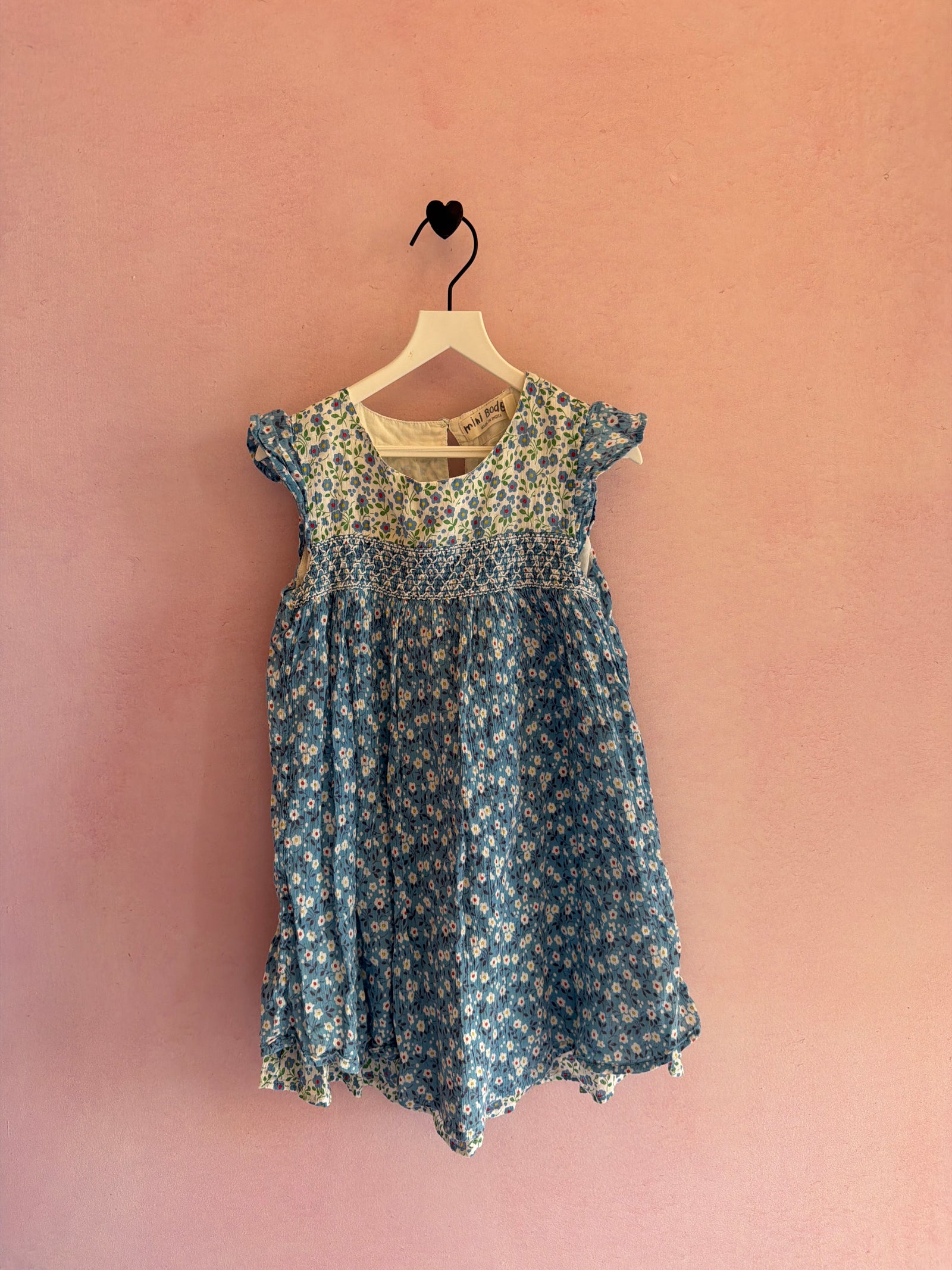 Mini Boden Blue and White Floral Sleeveless Dress / 5-6