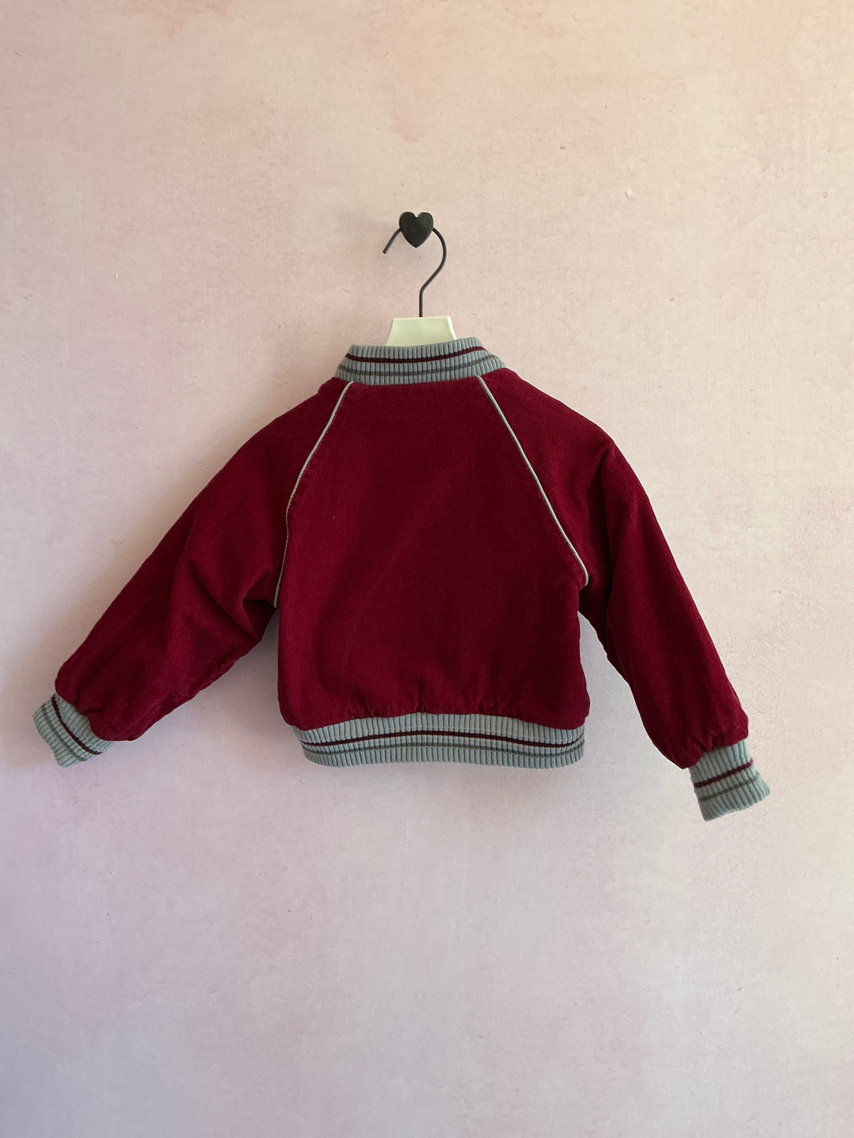 vintage Burgundy and light gray reversible Bomber Jacket / 2T