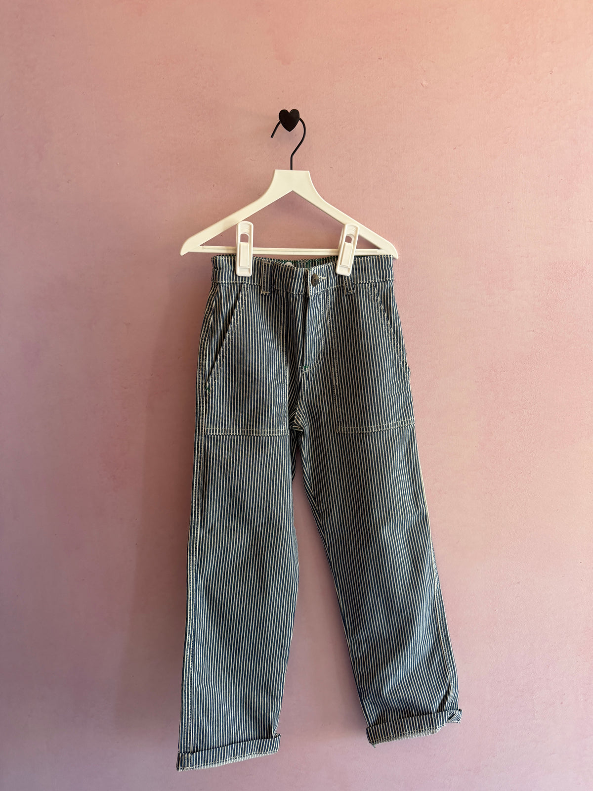 NWT Mini Boden Blue and White Stripe Workwear Pants / 7