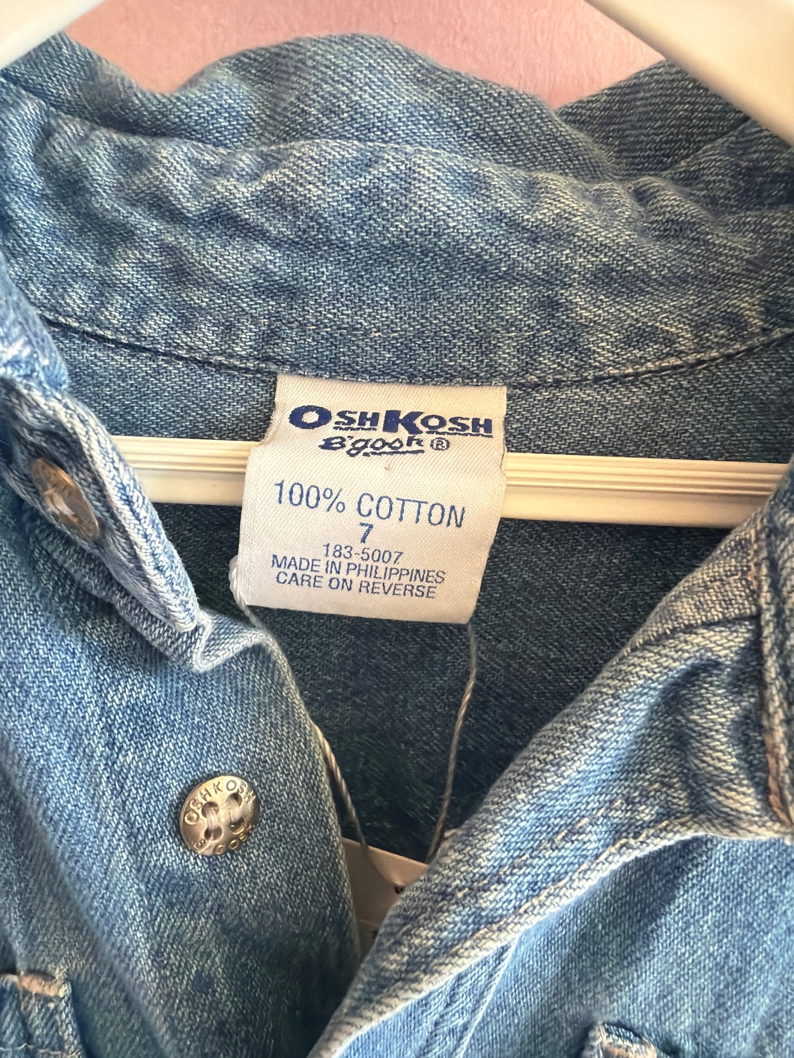 vintage 80s Oshkosh Chambray Shirt / 7-8 Years