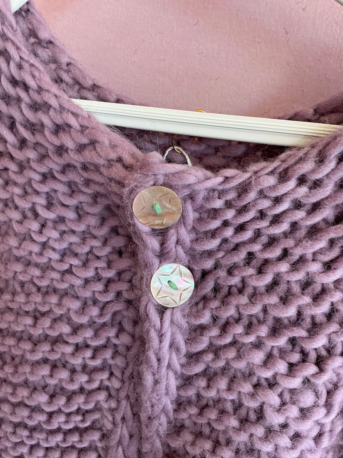 vintage Lavender Knit Star Buttons Sweater / 3