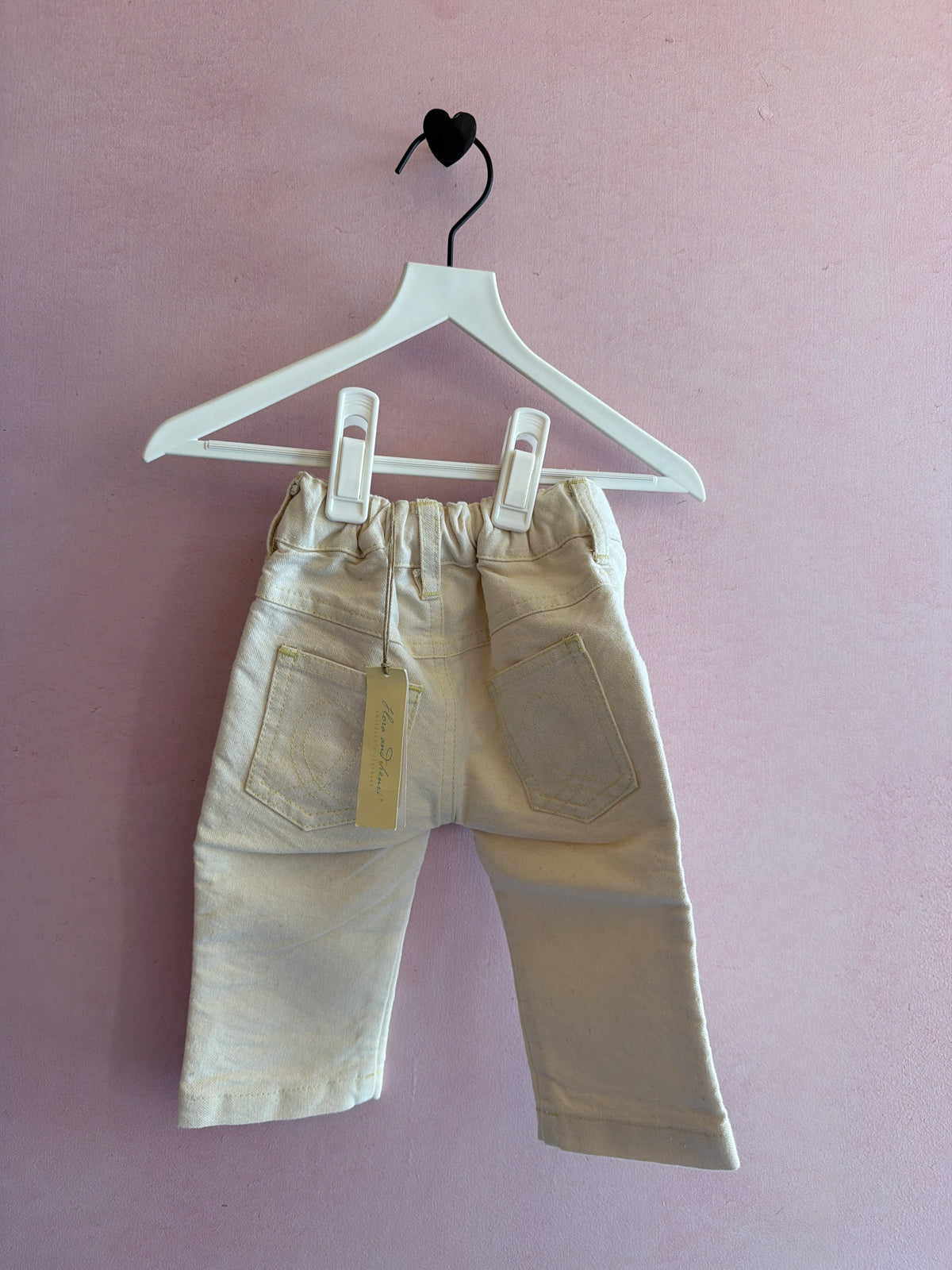 NWTs Flora & Henri Cream Denim Carpenter Pants / 6 months