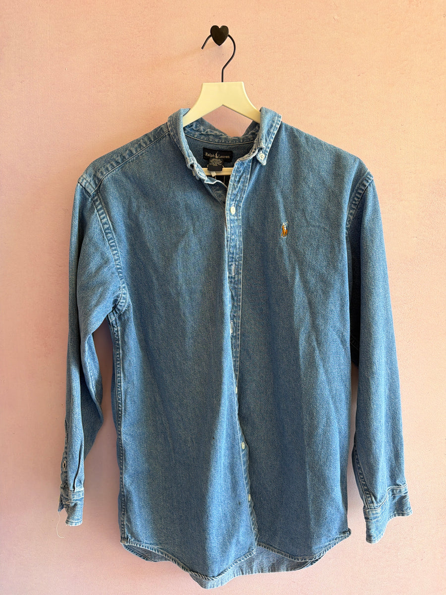 vintage 90s Ralph Lauren Chambray Shirt / Men's