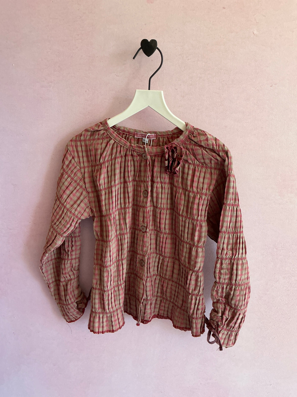 Confetti Pink with beige checkered pattern Blouse / 6