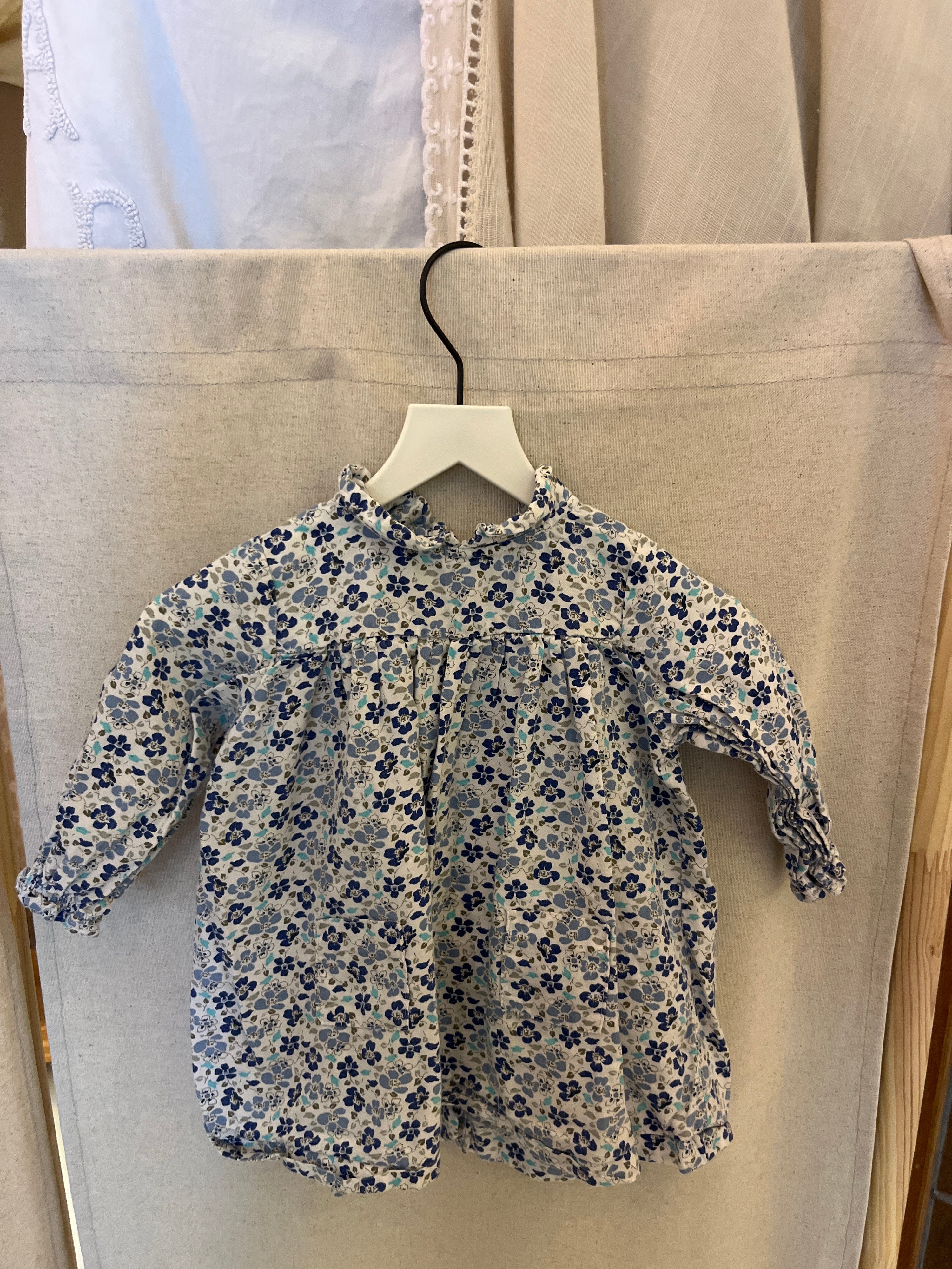 petit bateau Blue Forals Dress / 6 months