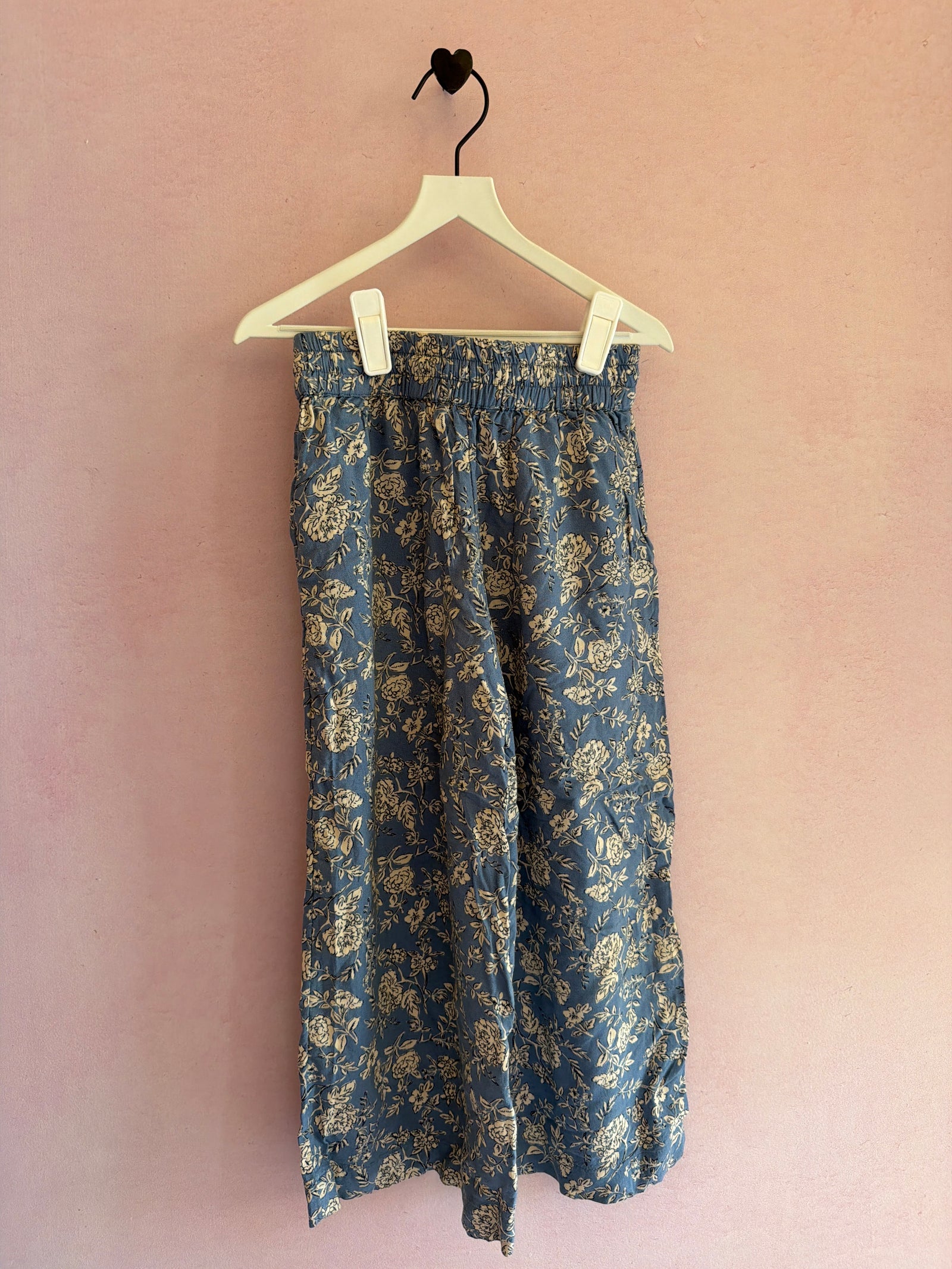 Monoprix French Blue White Floral Pants / 5