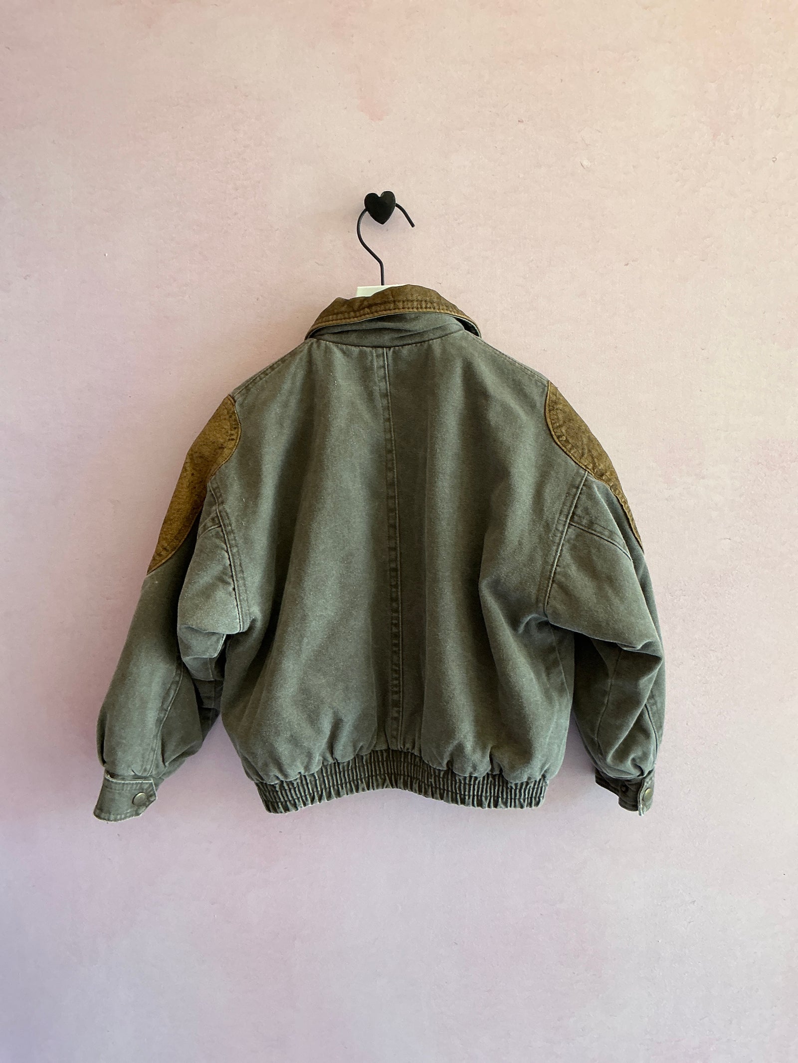 Vintage Brown Bomber Jacket with Leather Details / 5-6