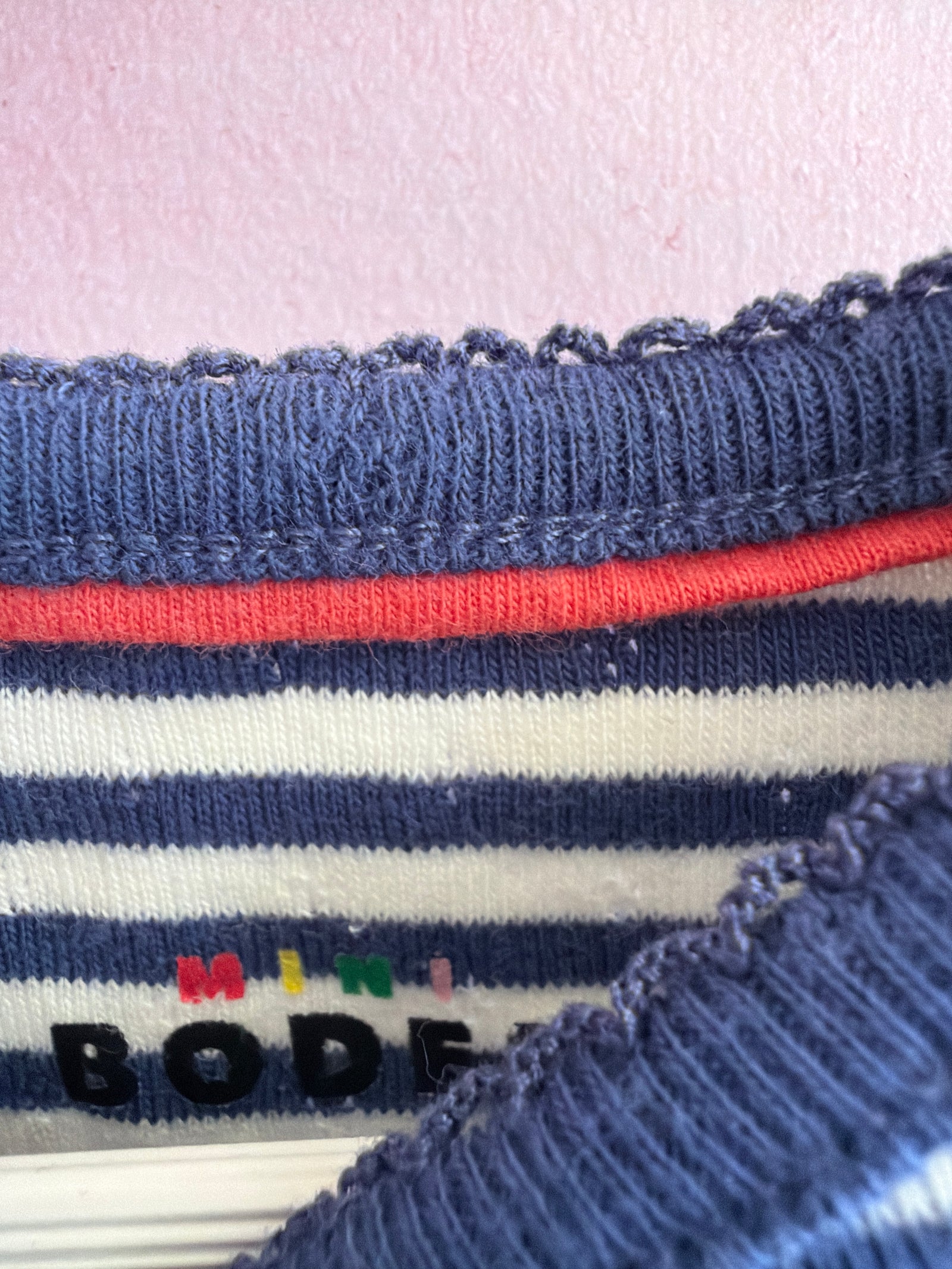 mini boden Pointelle Navy Stripe T-Shirt / 2-3 years