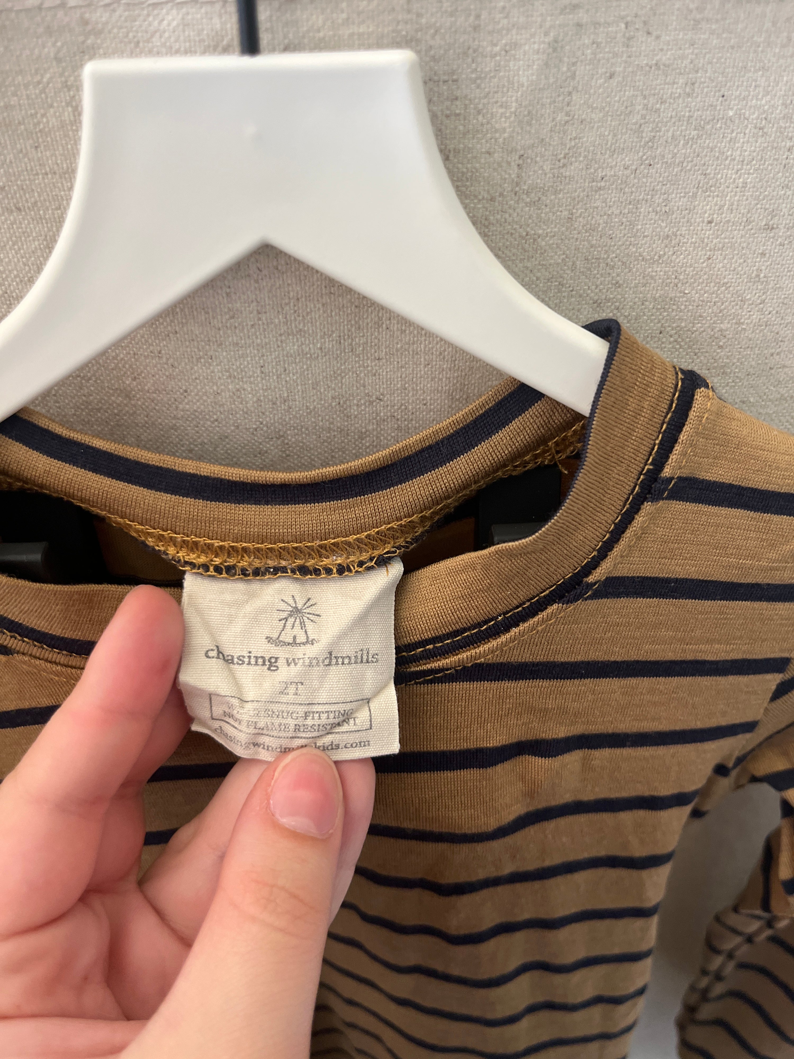 Chasing Windmills Creative Mending Striped 2 Piece Set / 2T
