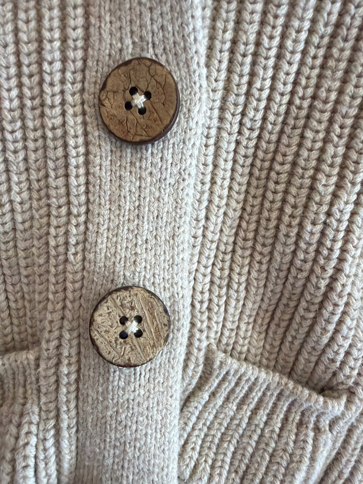Jamie Kay Oatmeal Knit Hooded Cardigan with Cork Buttons and Ears / 3-6 months