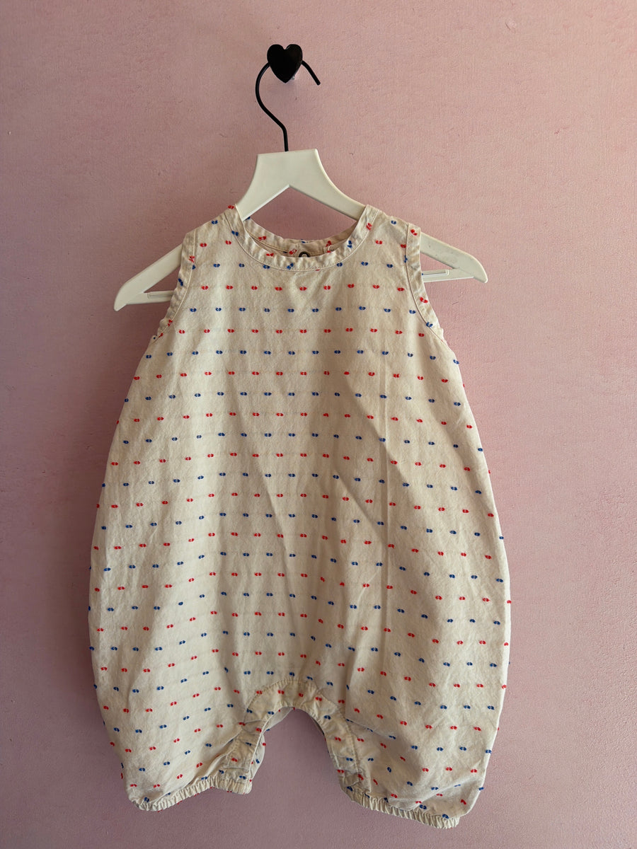 picnik red blue swiss dot playsuit / 2 (play condition)