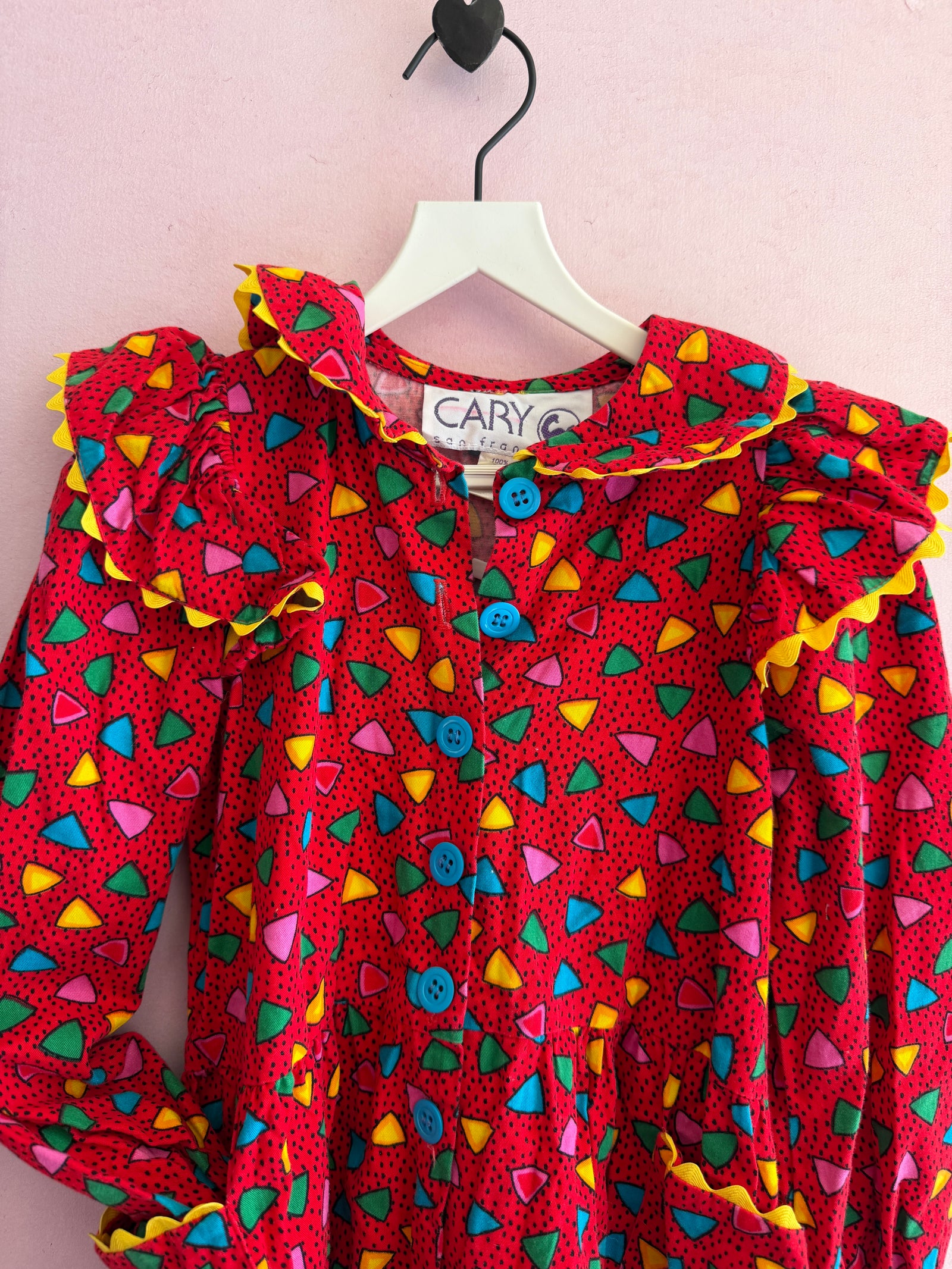 vintage cary sf confetti triangle clown jumpsuit Costume / 6-8 (rips)