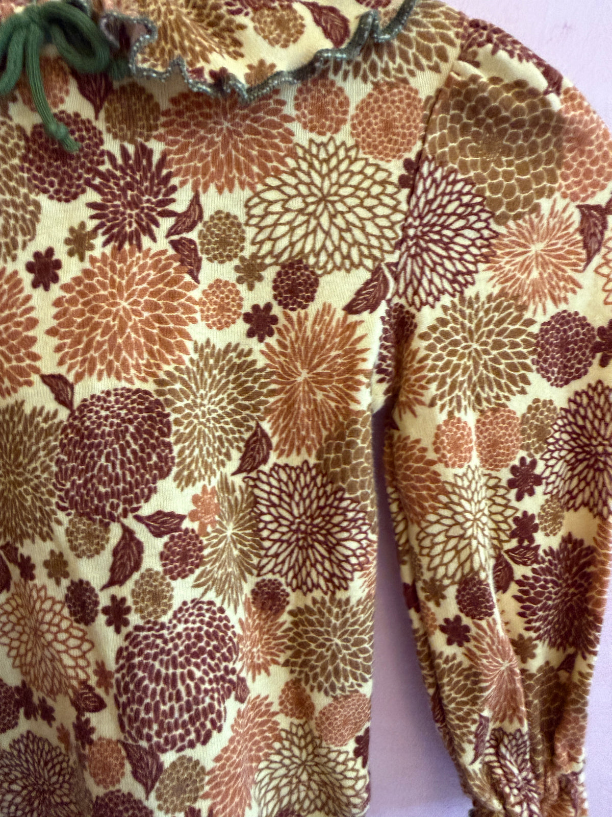 Misha + Puff Chrysanthemum Snap Back Long Sleeve Shirt with Ruffle Collar / 0-6 months