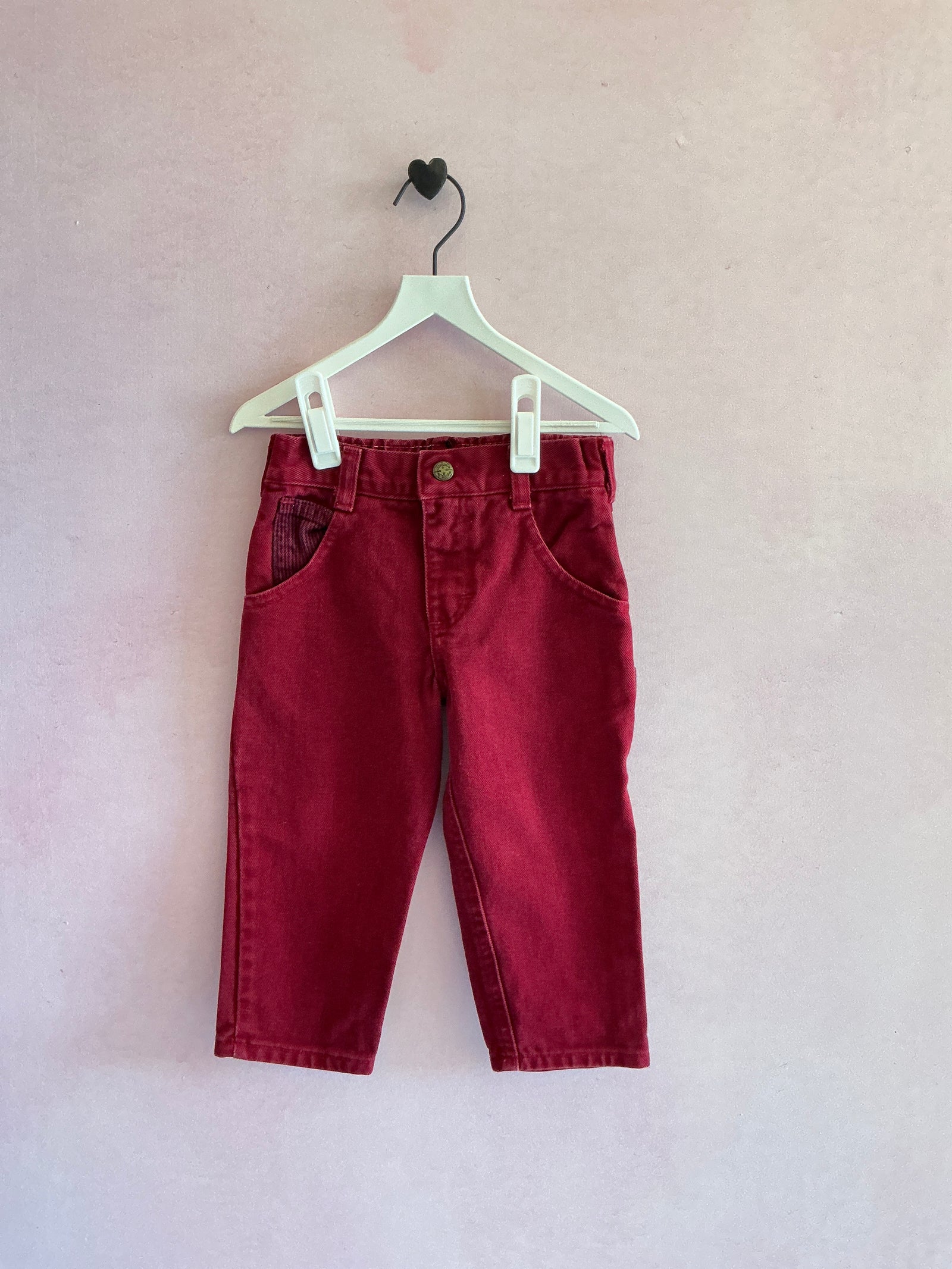 Vintage OshKosh B'gosh Burgundy Jeans with Striped Pocket / 2T