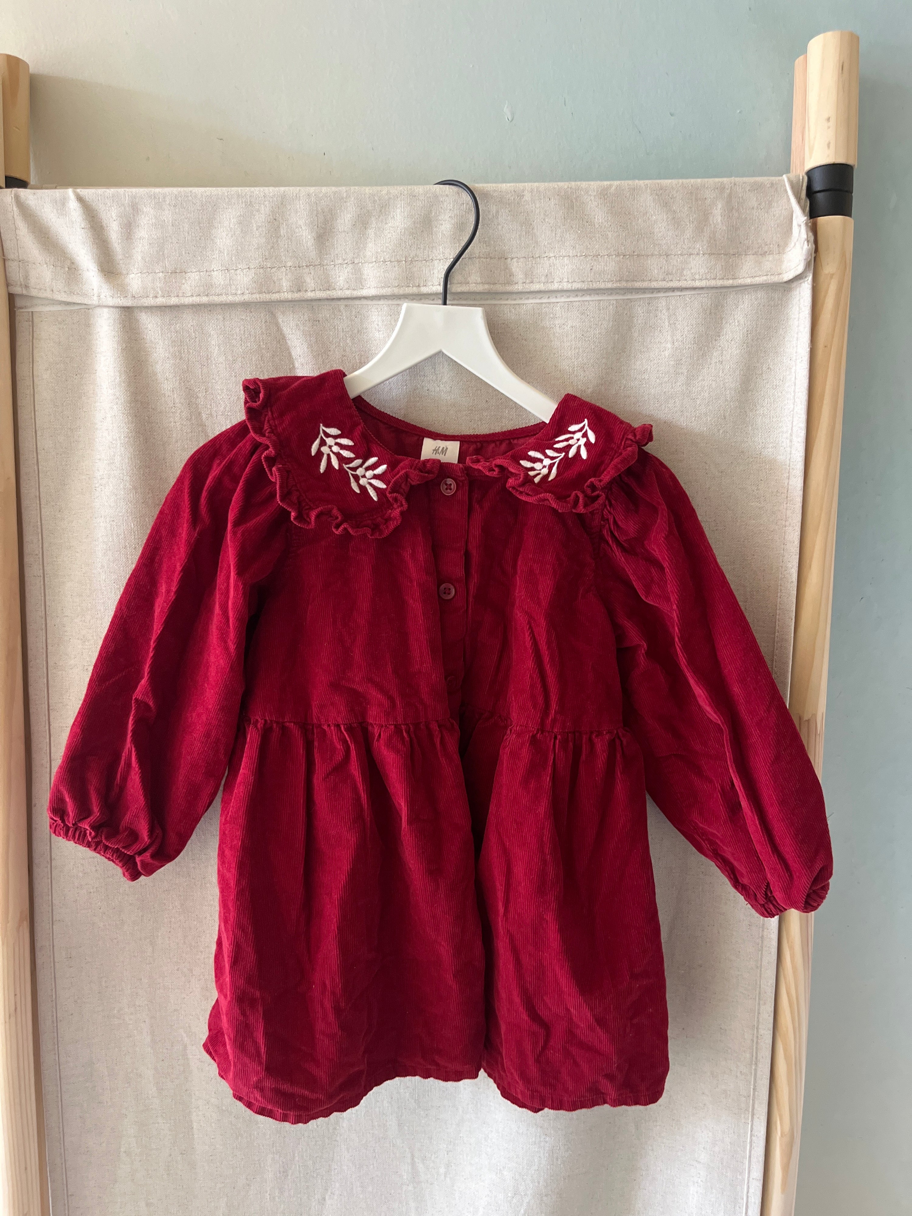 H&M Red Cord Ruffle Dress Dress / 12-18 months