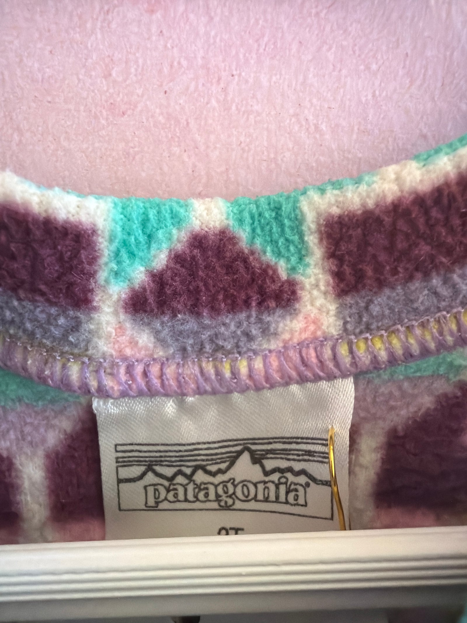 Patagonia Pink, Purple, Teal, Yellow, and Cream Fleece / 2T