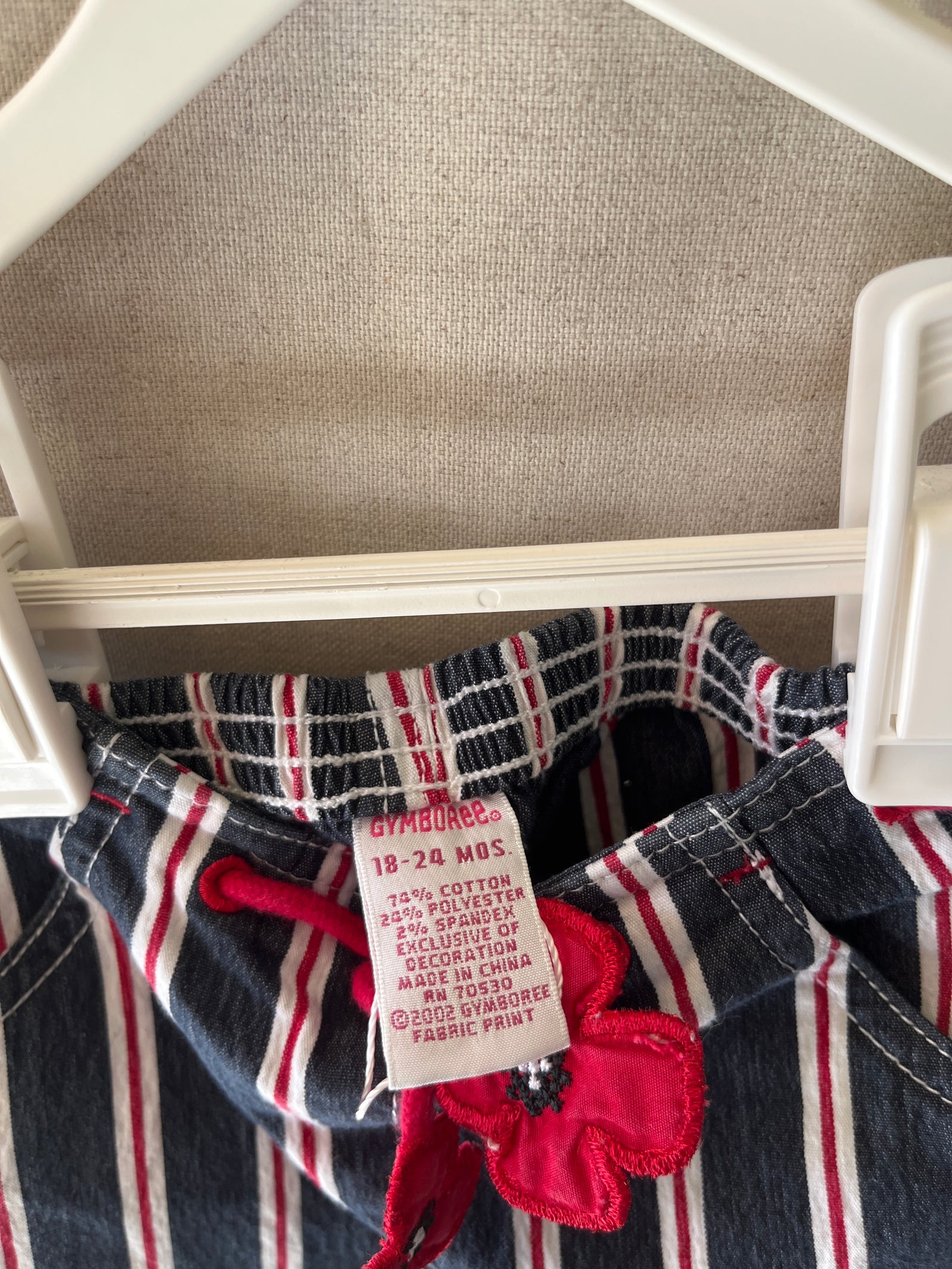 Gymboree Navy Red Stripe Flower Belt Pants / 18-24 months