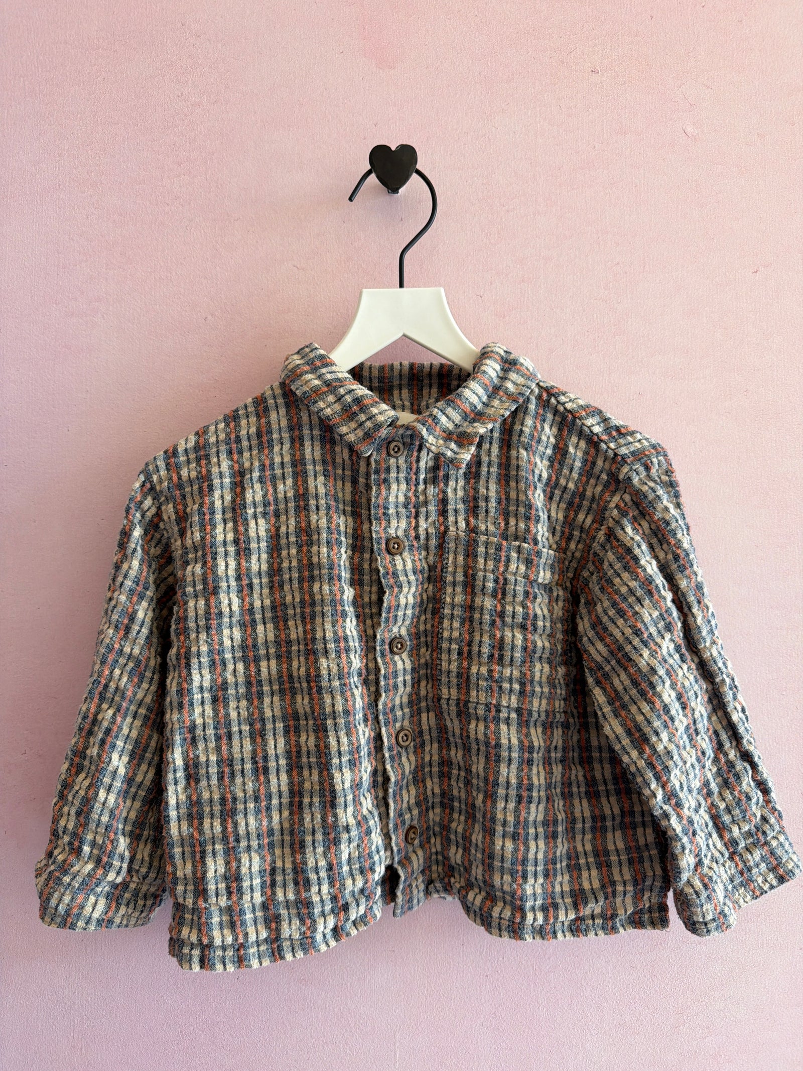 Zara Navy and orange stripe Button-Down Shirt / 2 years