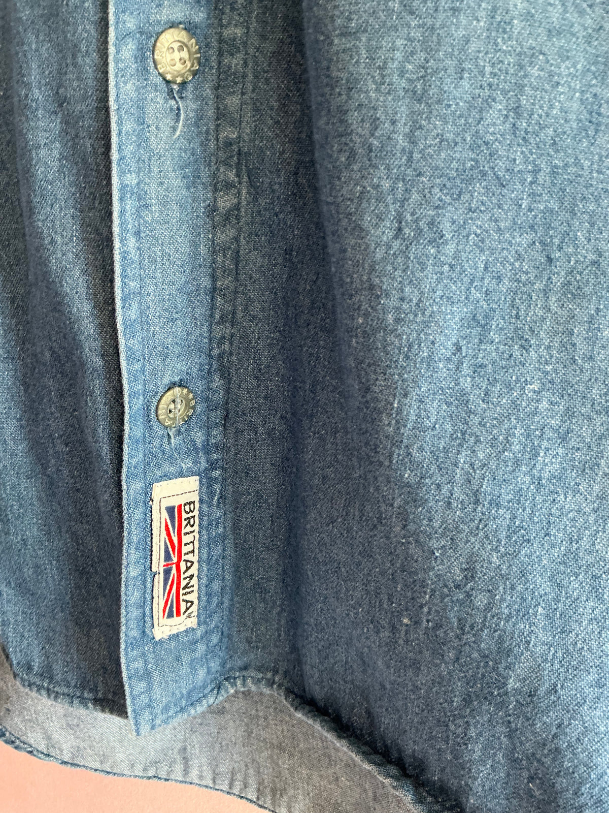 Vintage Brittania Chambray and Plaid Flannel Long Sleeve Shirt / 10/12