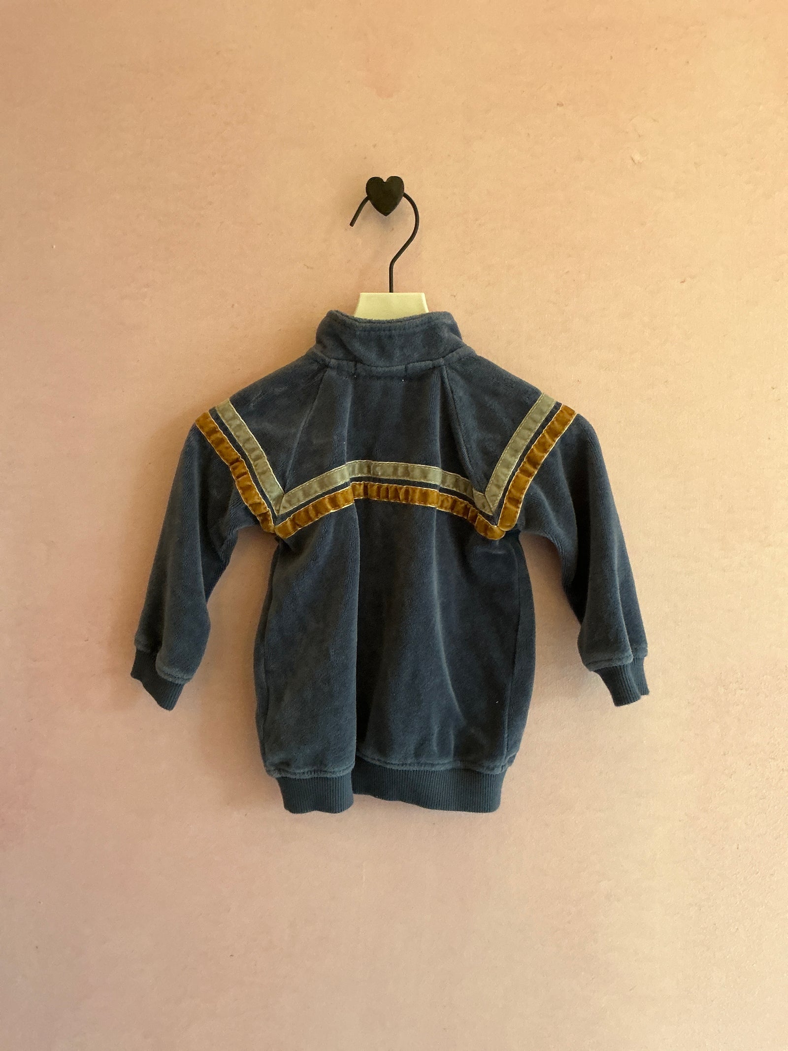 Miles The Label Blue Retro Stripe Velour Track Jacket Sweatshirt / 6-9 months
