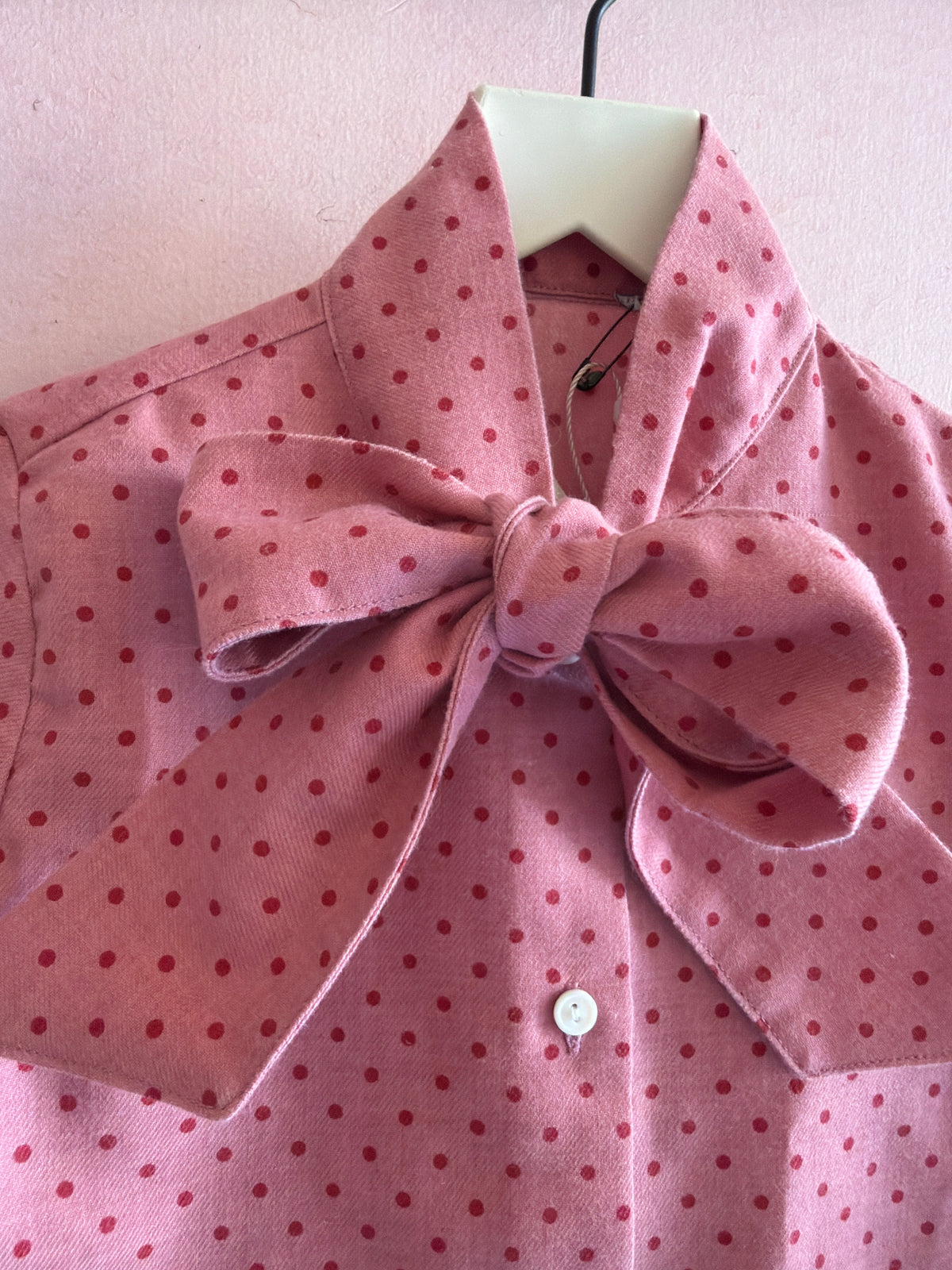 NWOTs Custom Pink Red Dot Bow Tie Collar Set / 4-5 years