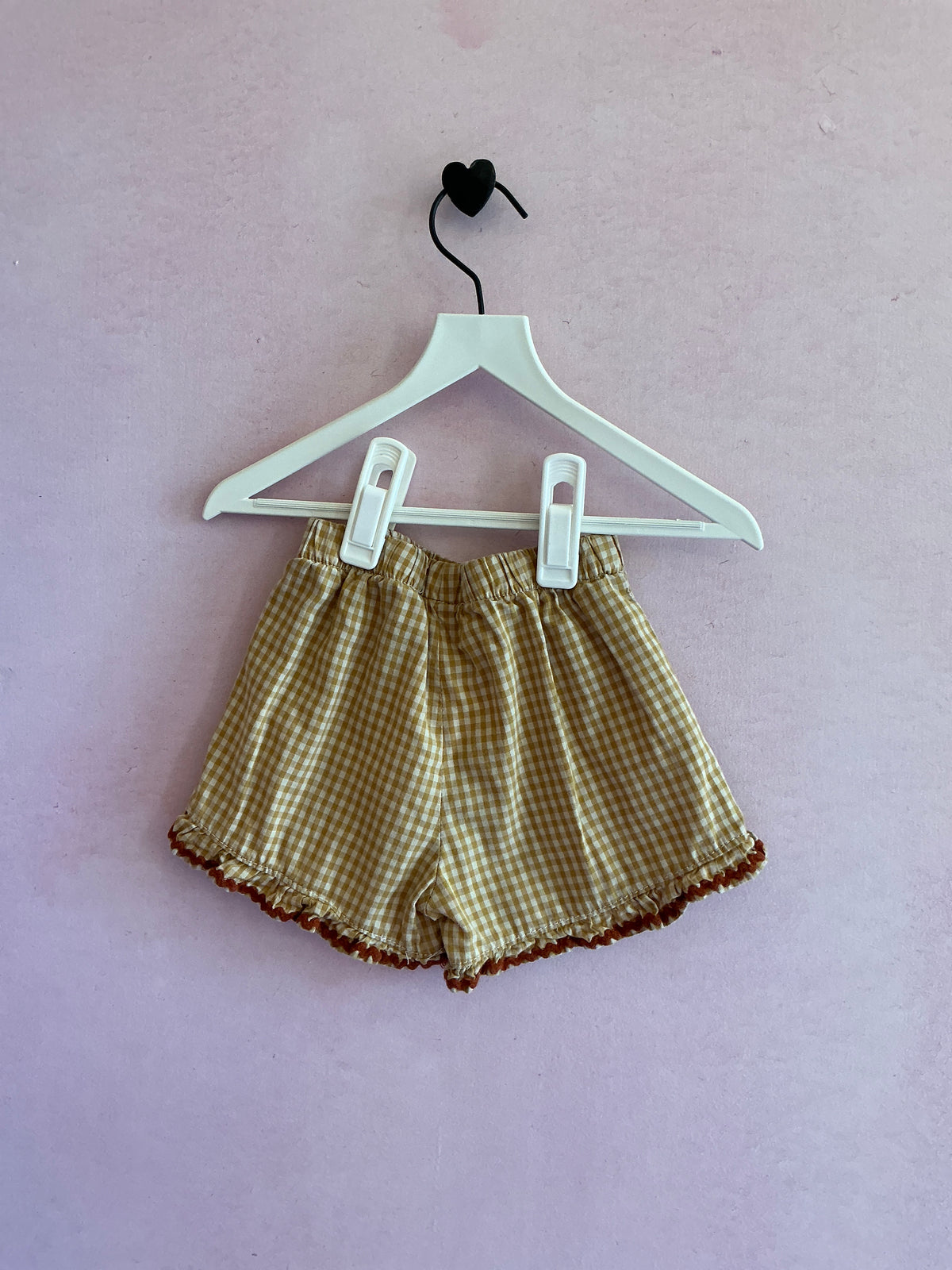 tiger island Chestnut Gingham Ric Rac Shorts / 2-3