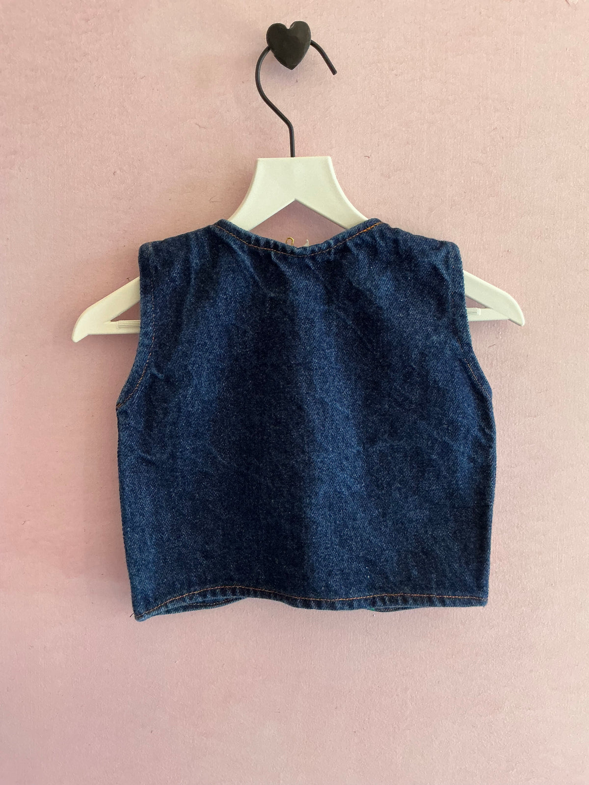 Vintage Hand worked Appliquéd and Embroidered Denim Vest / 2T