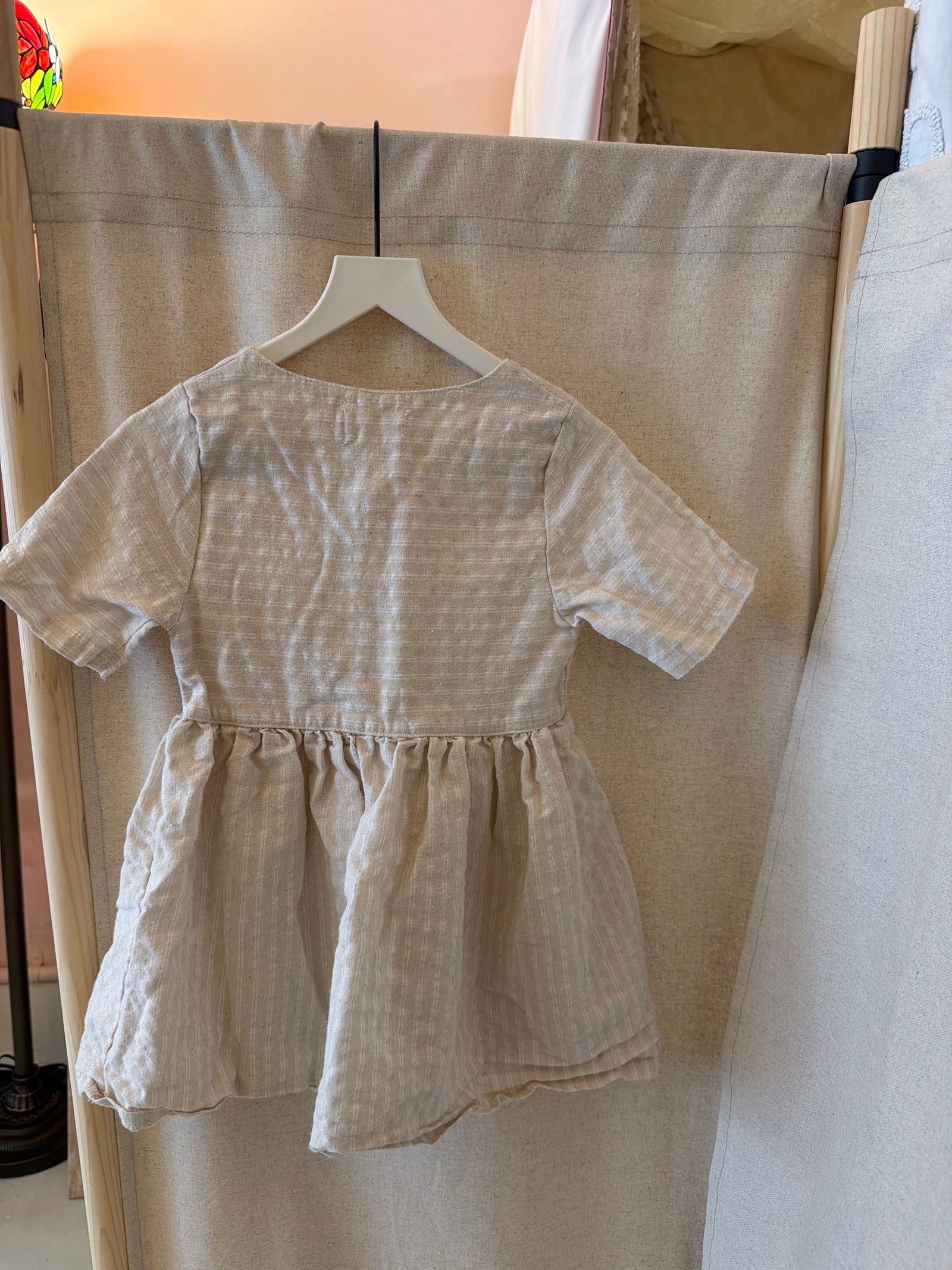 Knotted Fern Beige Linen Dress / 3T