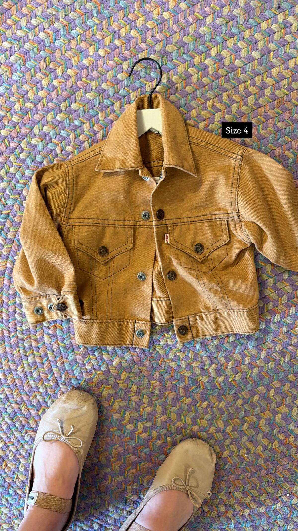 vintage 70s Levi's Caramel Chore Coat with Dark Brown Contrast Stitch / 4