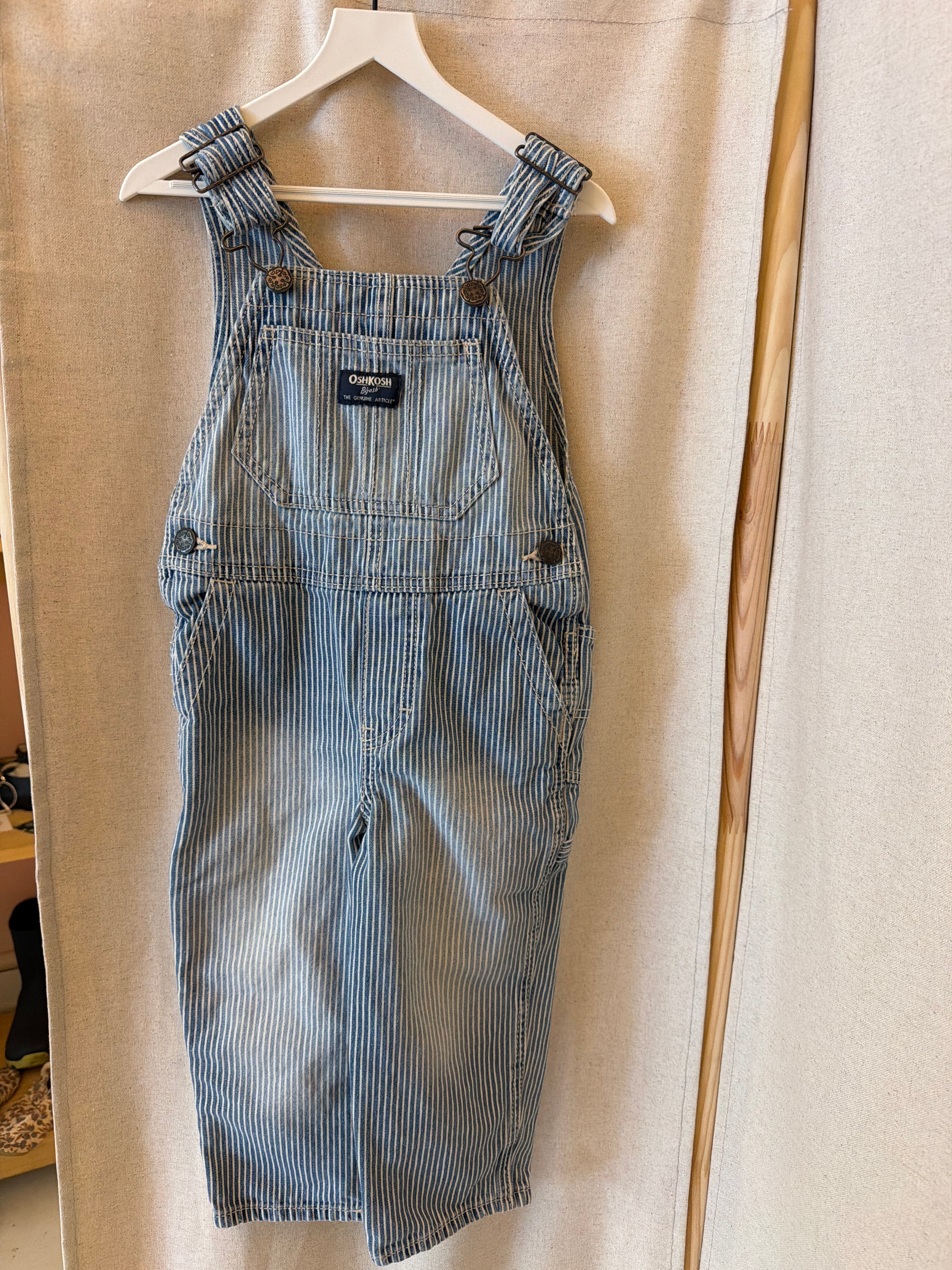 oshkosh Pinstripe Distressed overalls / 2T