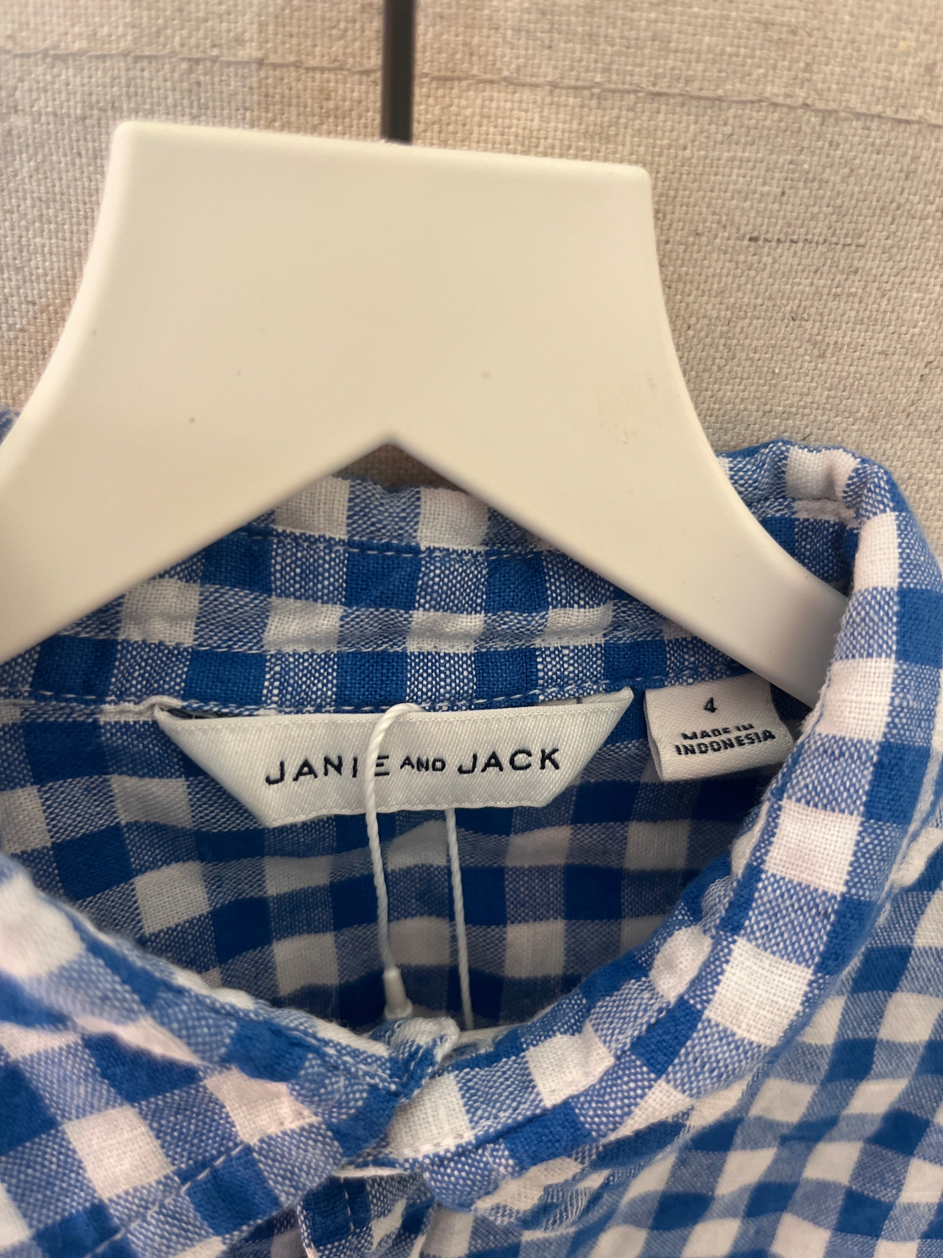 Janie and Jack Blue and White check Shirt / 4