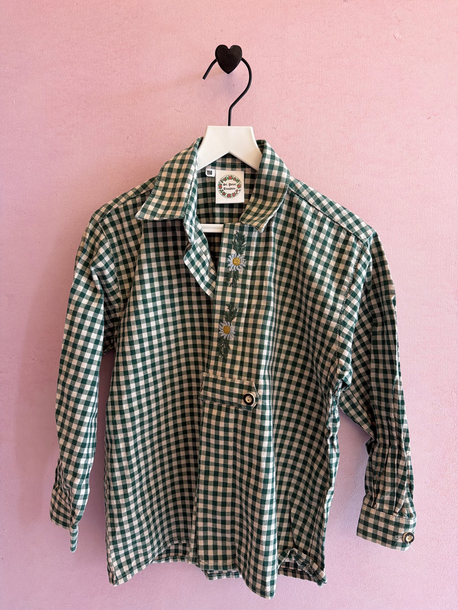 vintage st. peter trachten Green Check Floral Shirt / 6