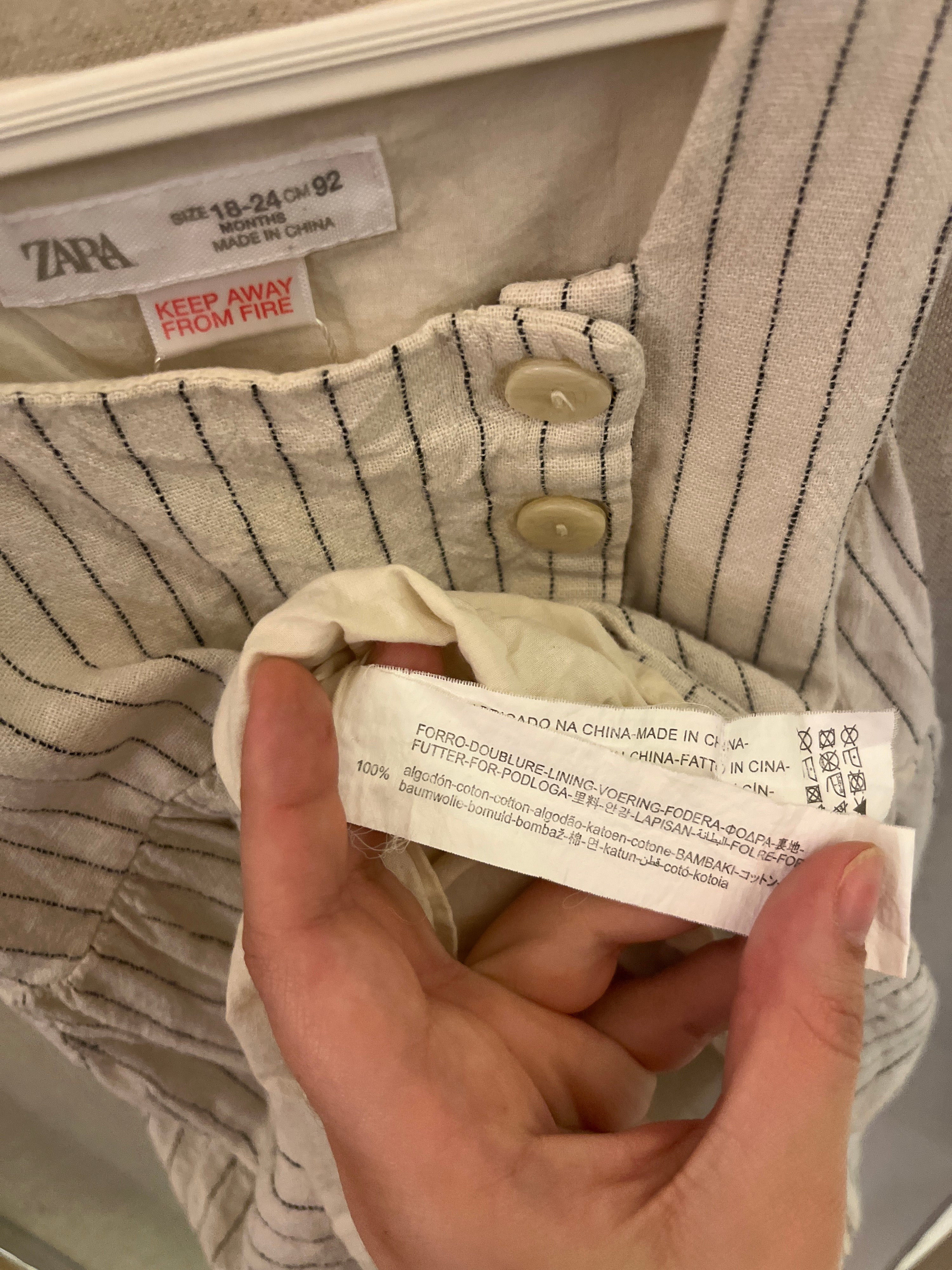 zara Beige Stripe Dress / 18-24 months