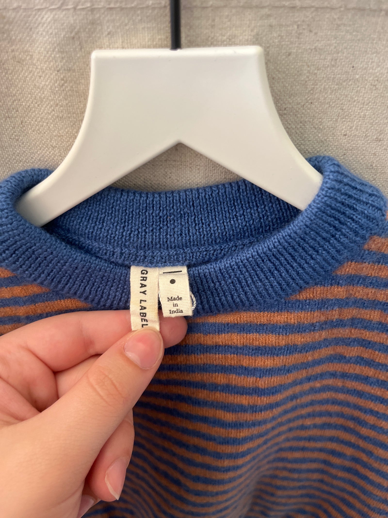Gray Label Blue Beige Stripe Merino Wool Sweater / 12-18 months
