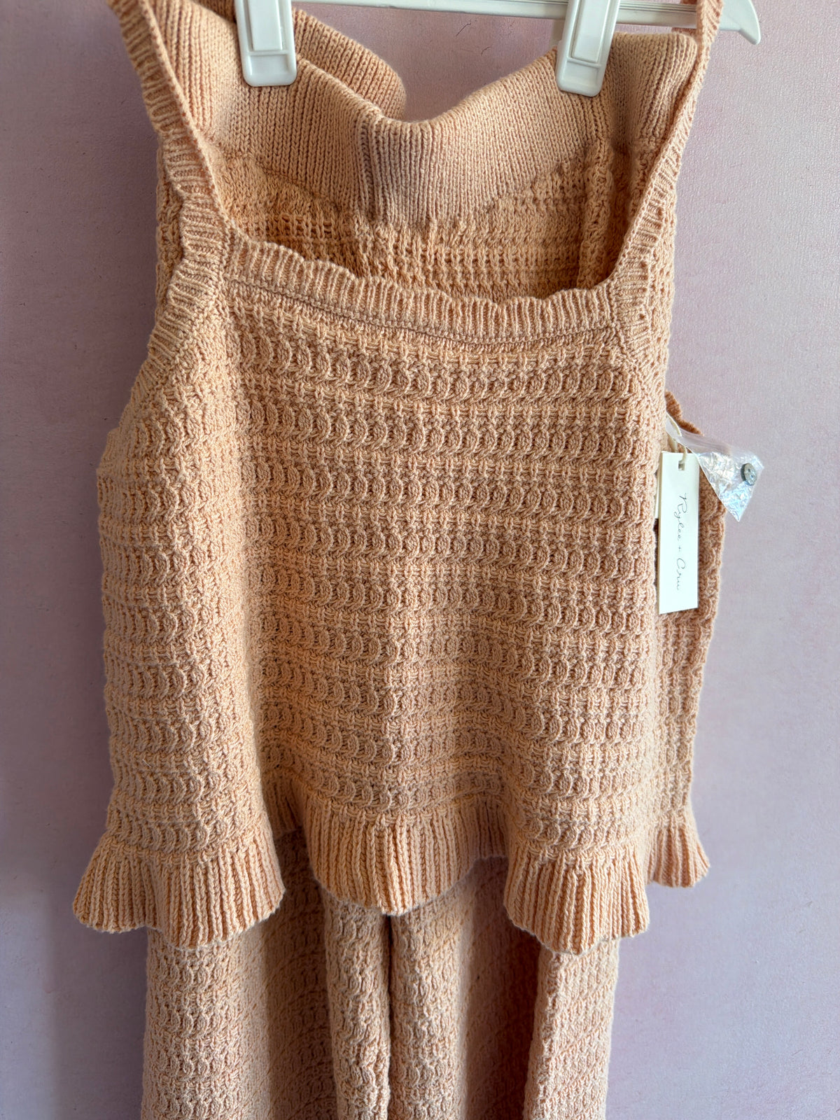 NWTs Rylee + Cru Peach Pink crochet Set / 10-11 years